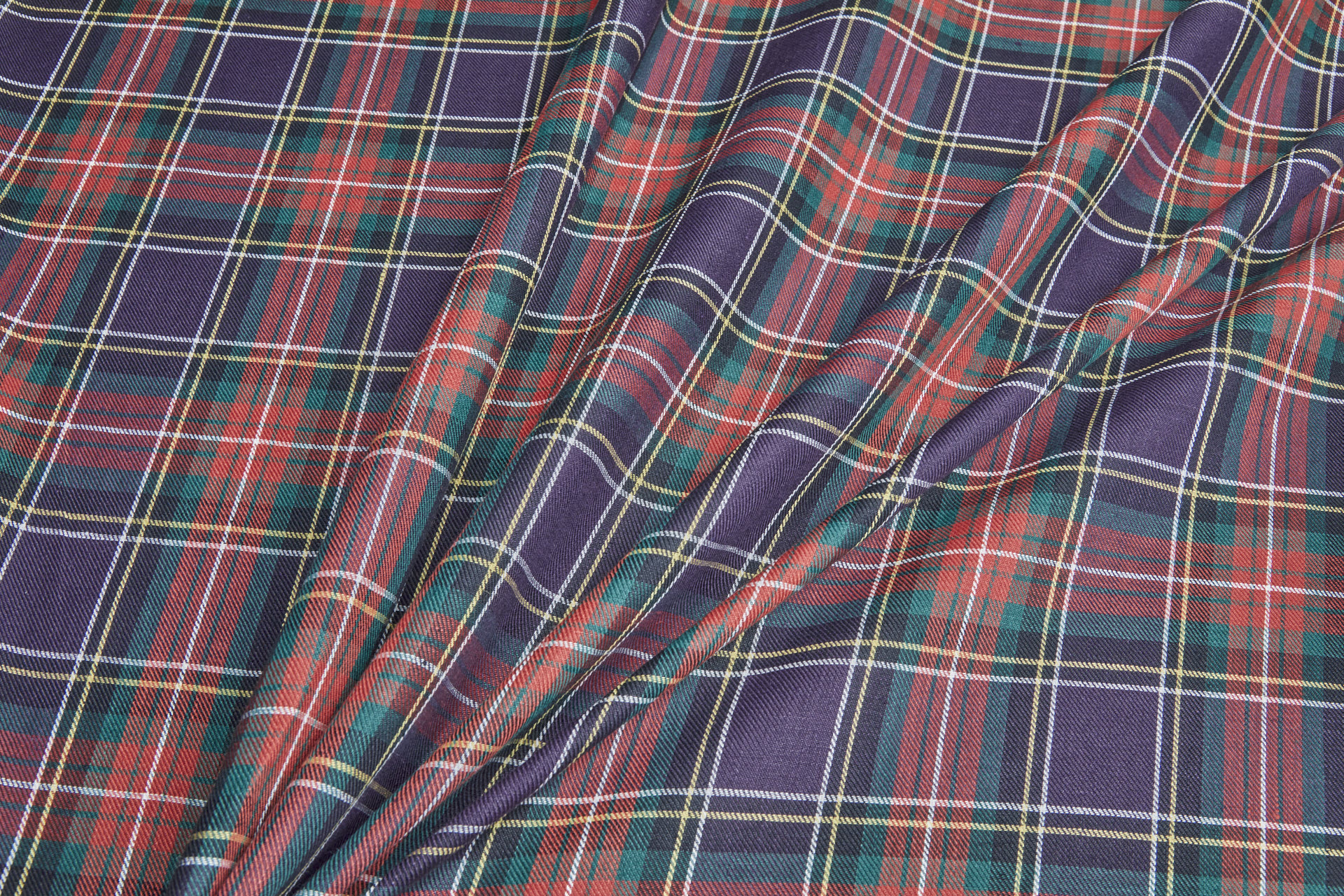 Linen Tartan - Purple, Green and Red fabric, image 4 of 8