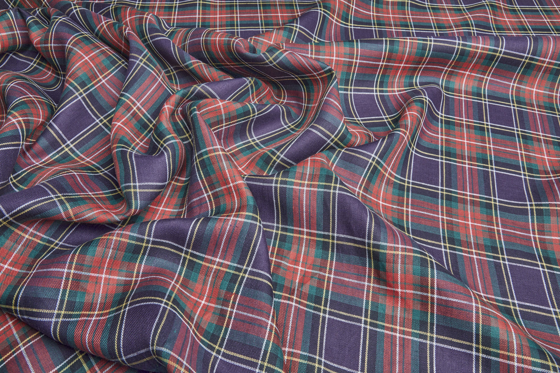 Linen Tartan - Purple, Green and Red fabric, image 5 of 8