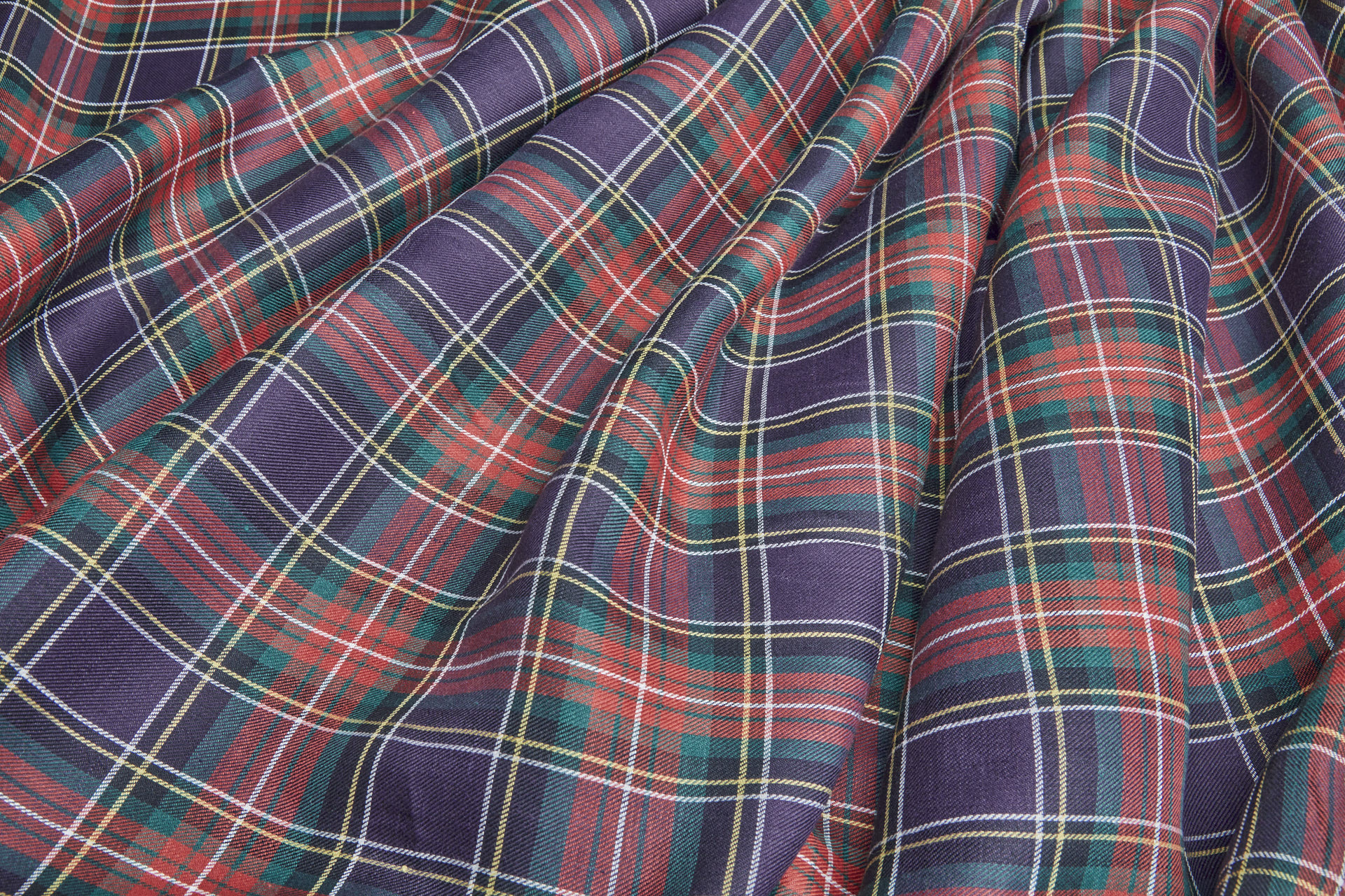 Linen Tartan - Purple, Green and Red fabric, image 7 of 8