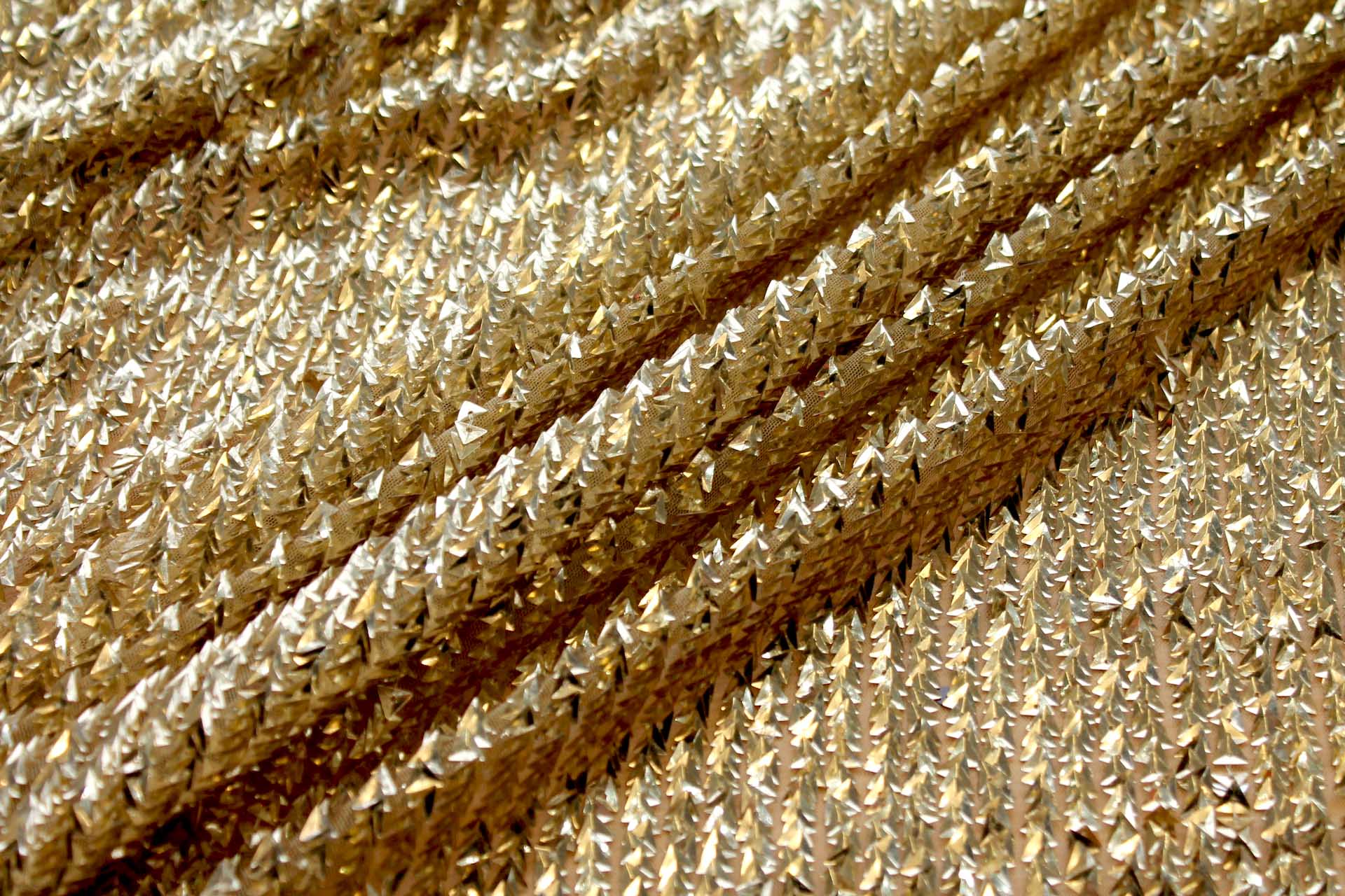 Gold Triangular Cupped Sequin on Tulle fabric, image 5 of 8