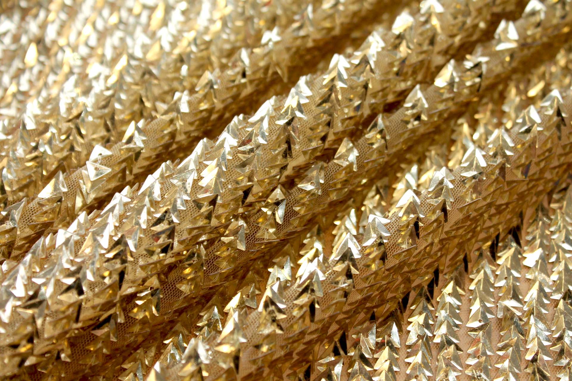 Gold Triangular Cupped Sequin on Tulle fabric, image 6 of 8