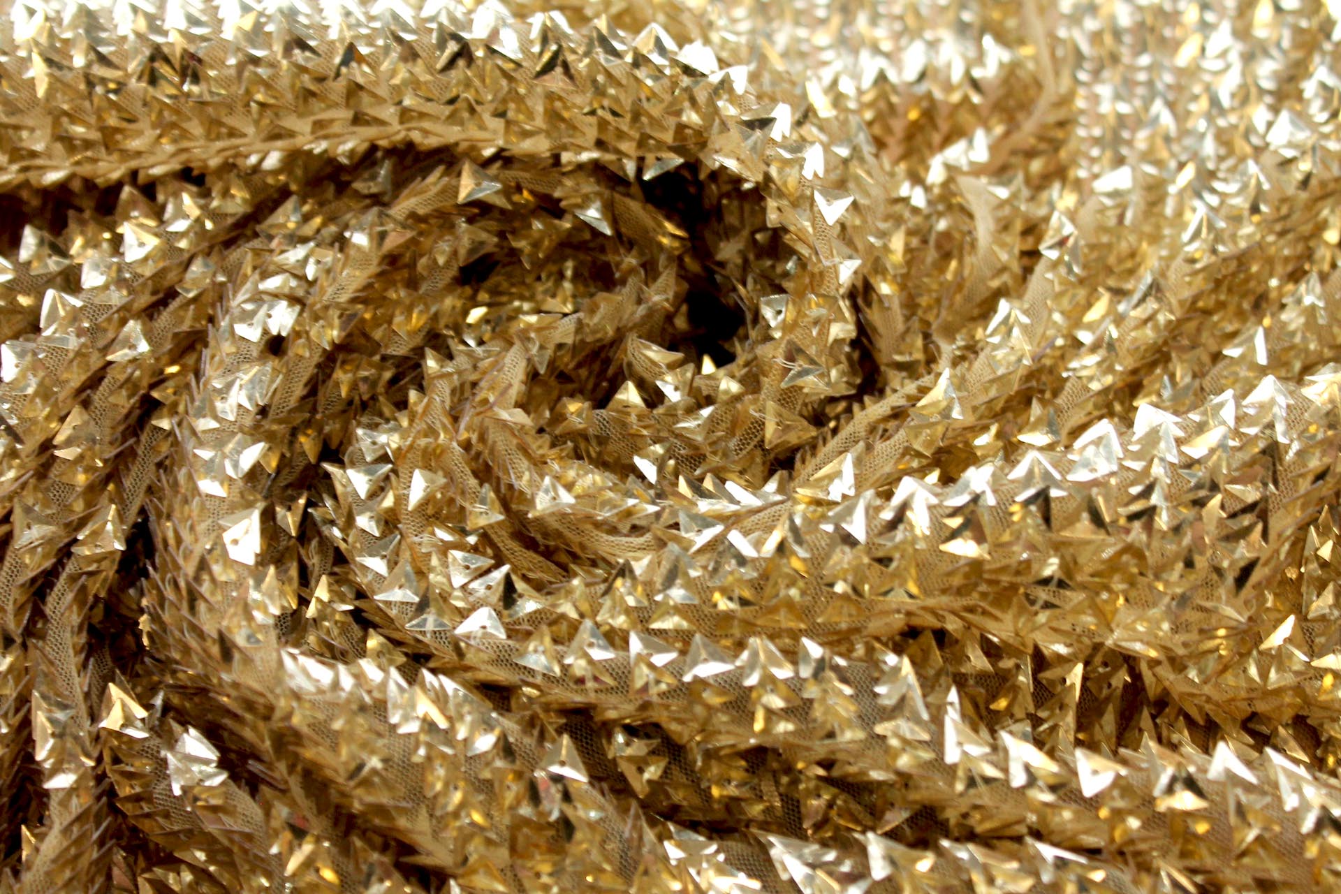 Gold Triangular Cupped Sequin on Tulle fabric, image 8 of 8