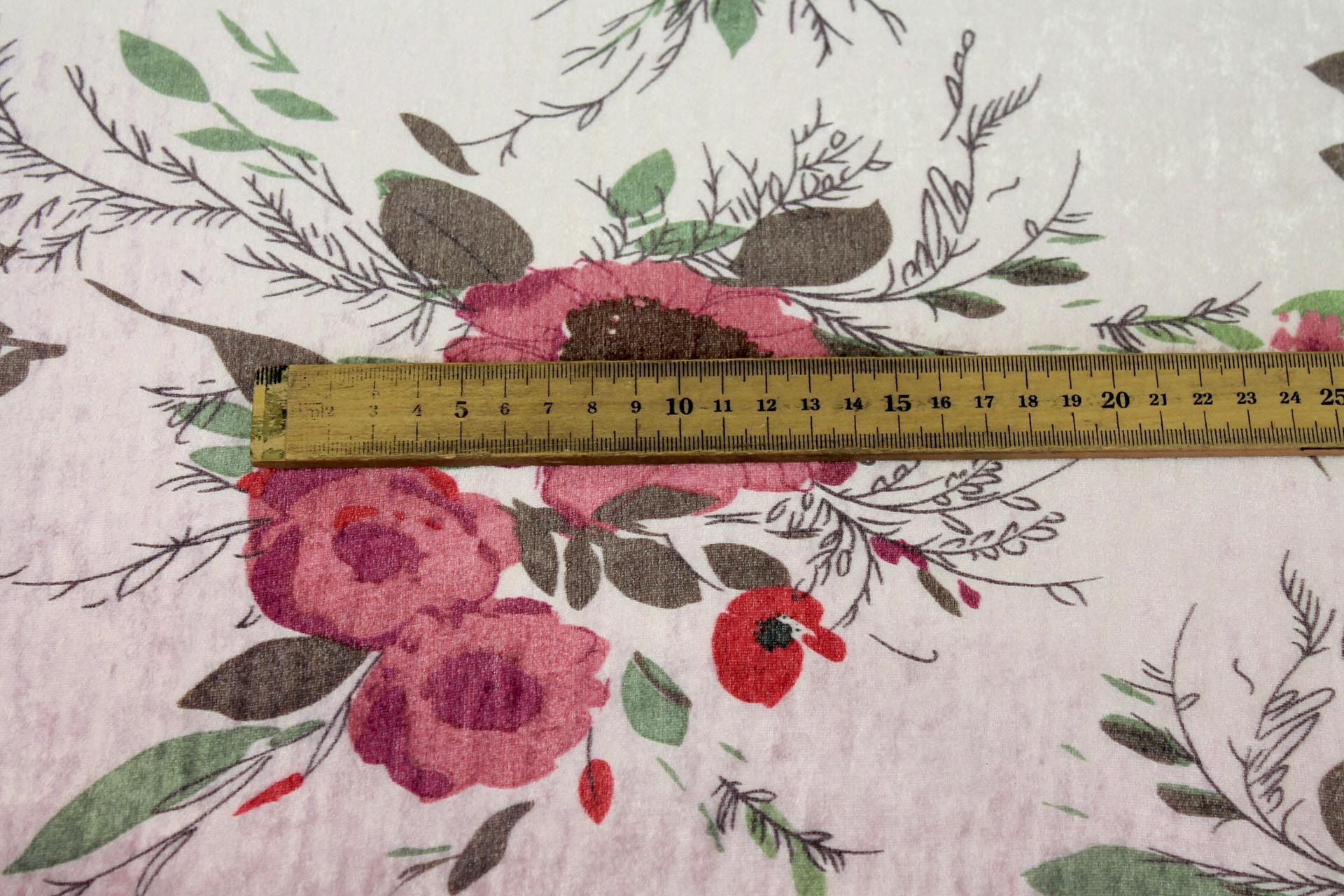 Printed Silk Velvet - Pale Pink Floral fabric, image 5 of 6