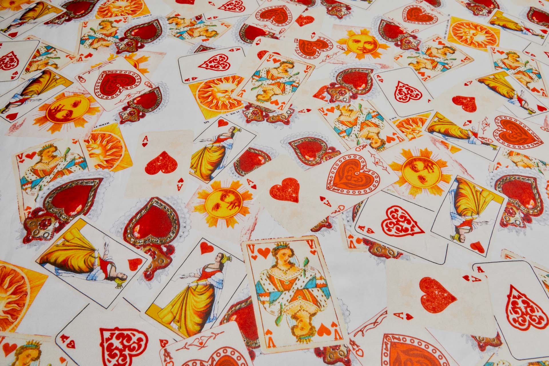 Silk and Cotton Blend Satin with Fun Playing Card Print fabric, image 9 of 9
