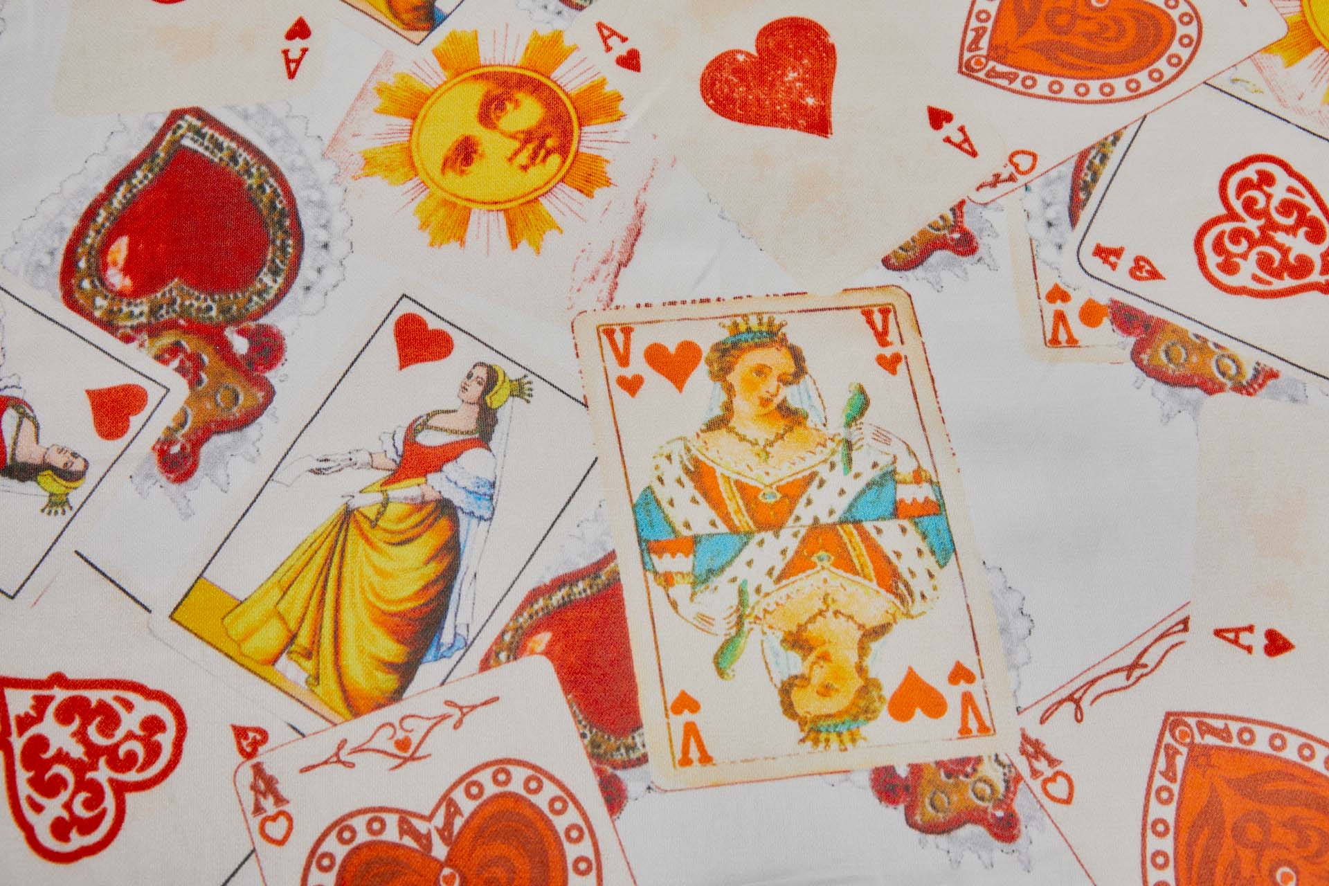 Silk and Cotton Blend Satin with Fun Playing Card Print fabric, image 4 of 9
