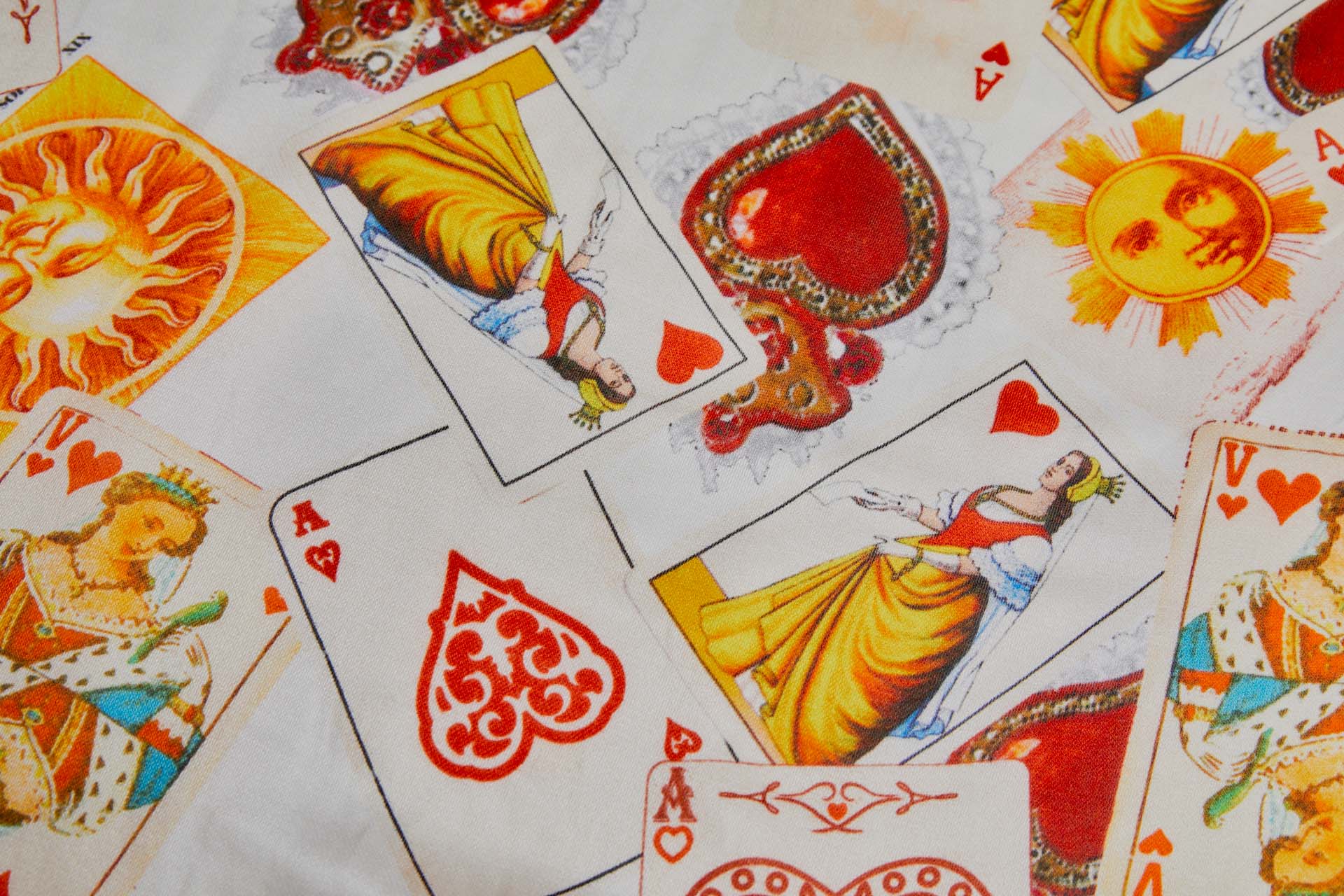 Silk and Cotton Blend Satin with Fun Playing Card Print fabric, image 5 of 9