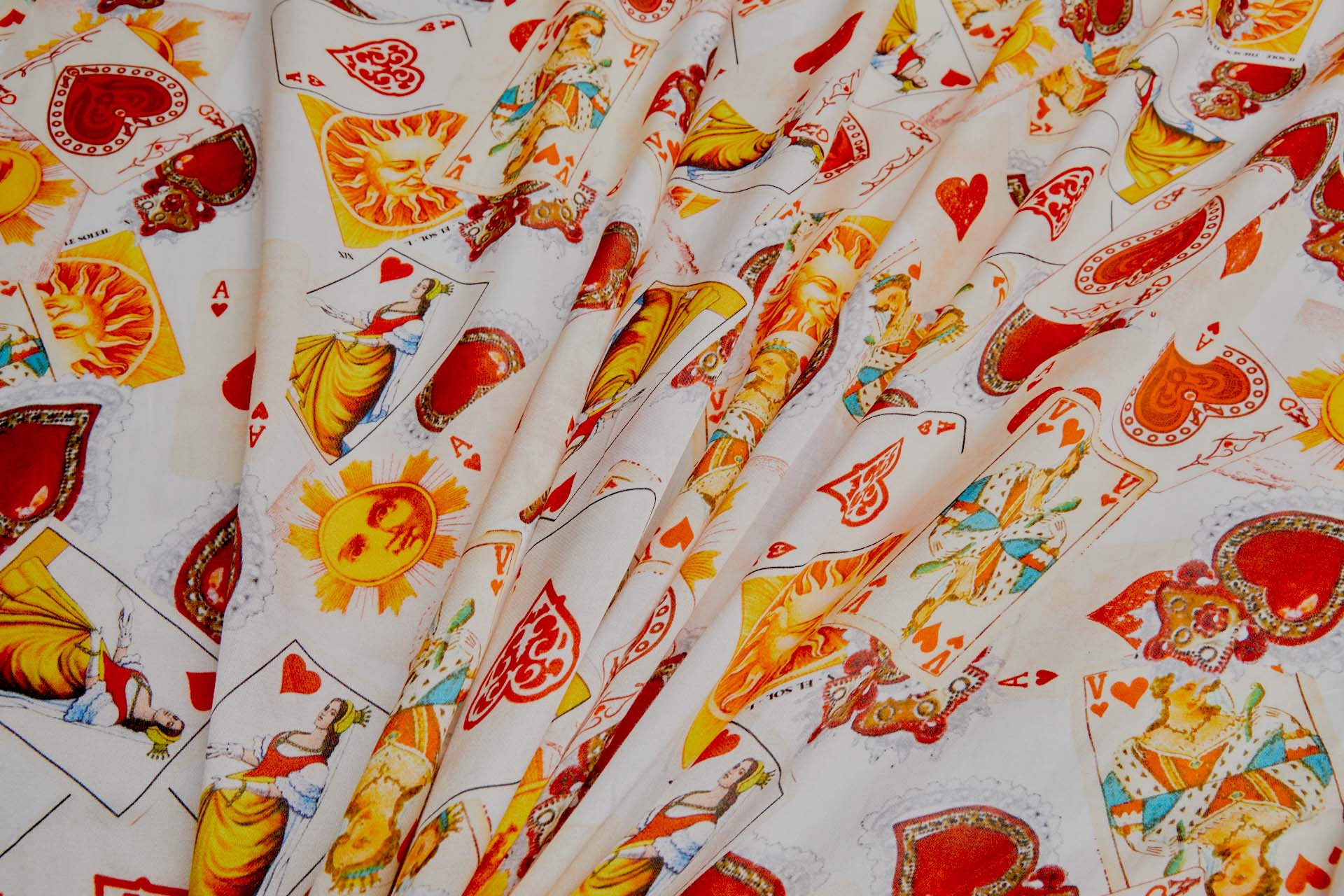 Silk and Cotton Blend Satin with Fun Playing Card Print fabric, image 6 of 9