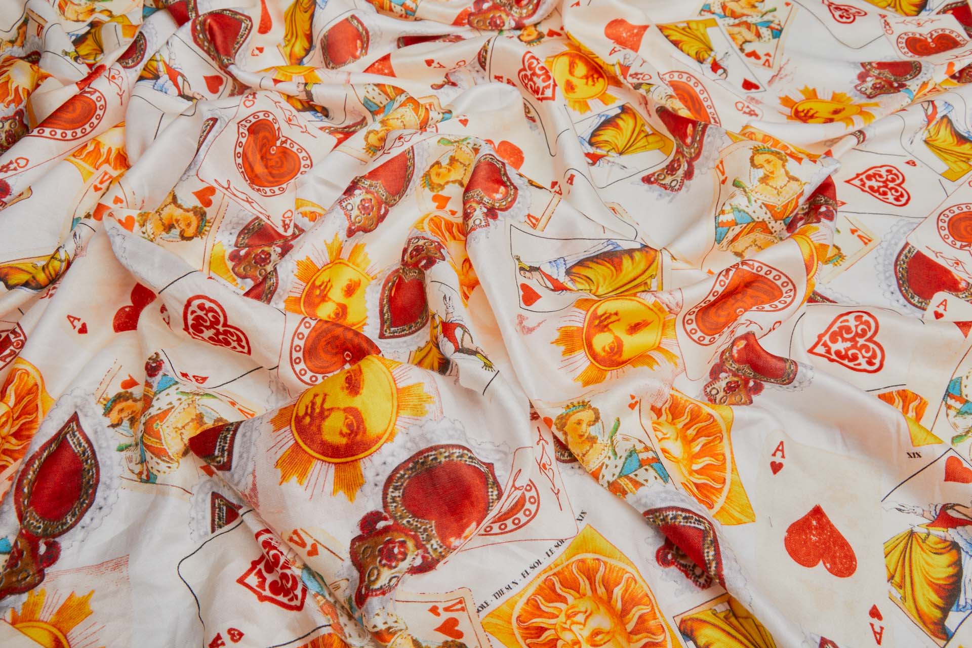 Silk and Cotton Blend Satin with Fun Playing Card Print fabric, image 7 of 9
