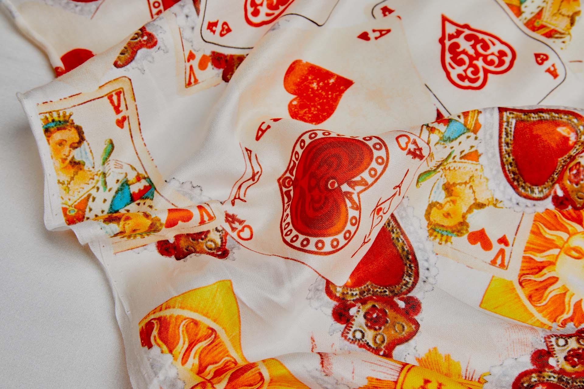 Silk and Cotton Blend Satin with Fun Playing Card Print fabric, image 8 of 9
