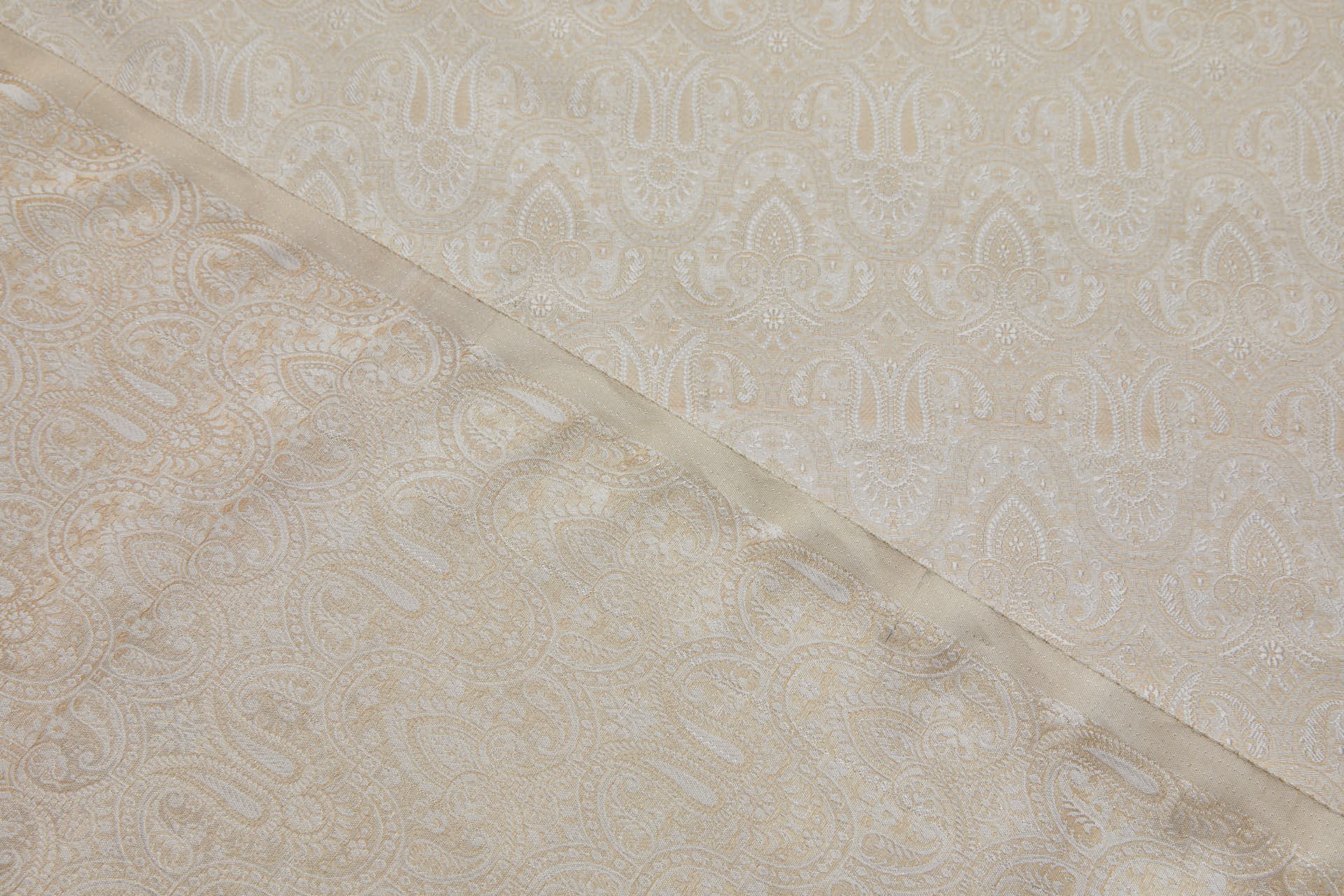 Banaras Brocade - Ivory and Gold fabric, image 4 of 9