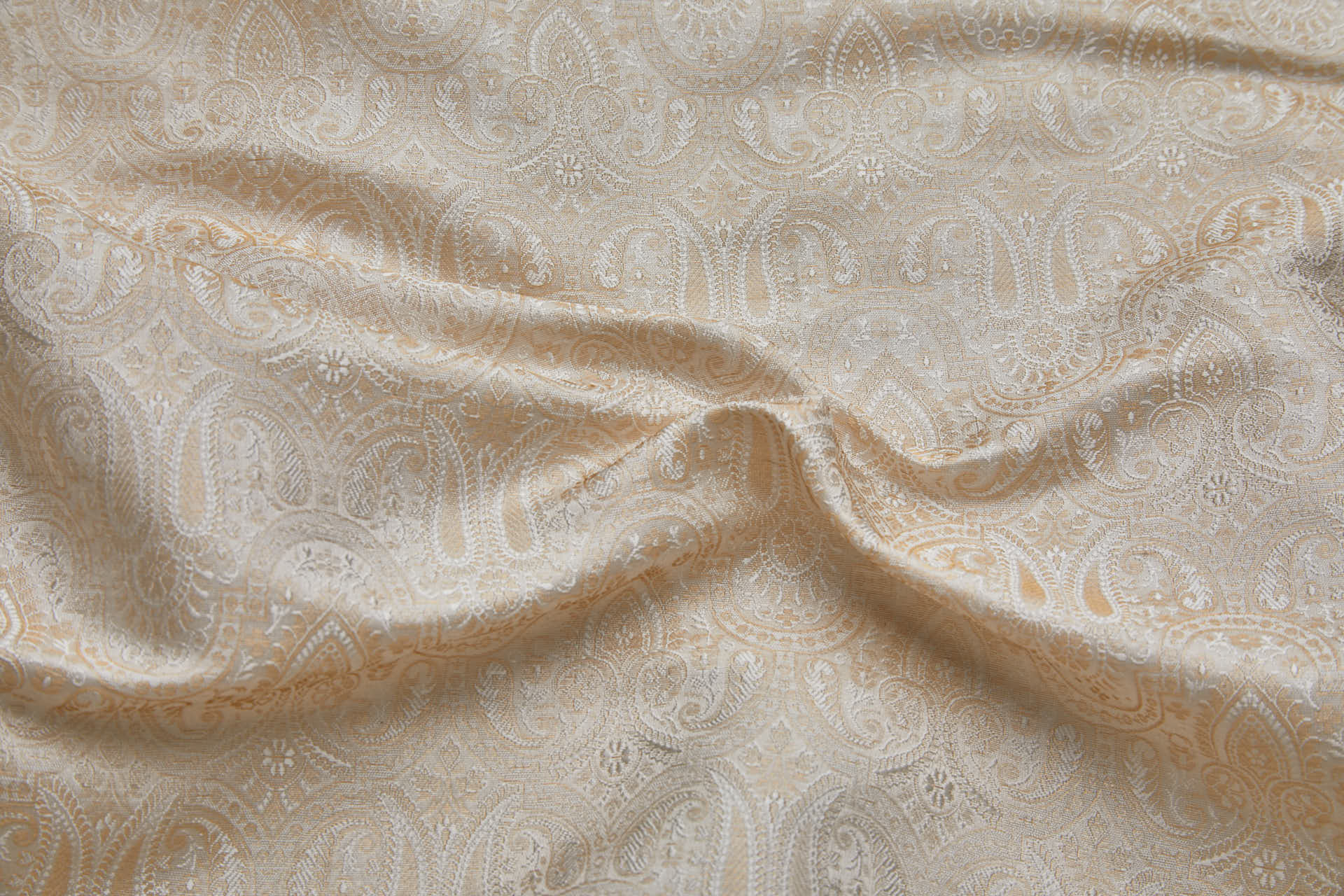 Banaras Brocade - Ivory and Gold fabric, image 2 of 9