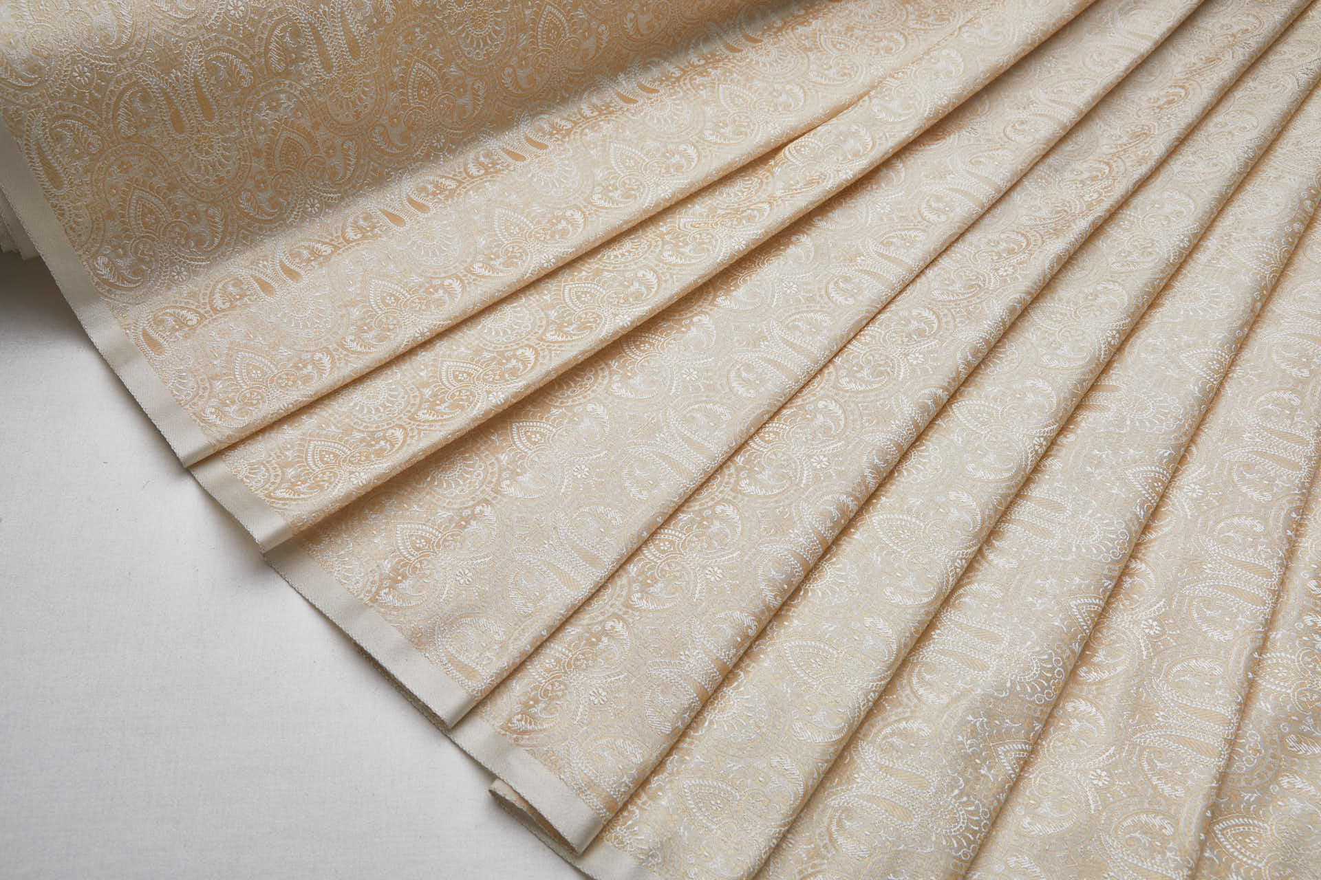 Banaras Brocade - Ivory and Gold fabric