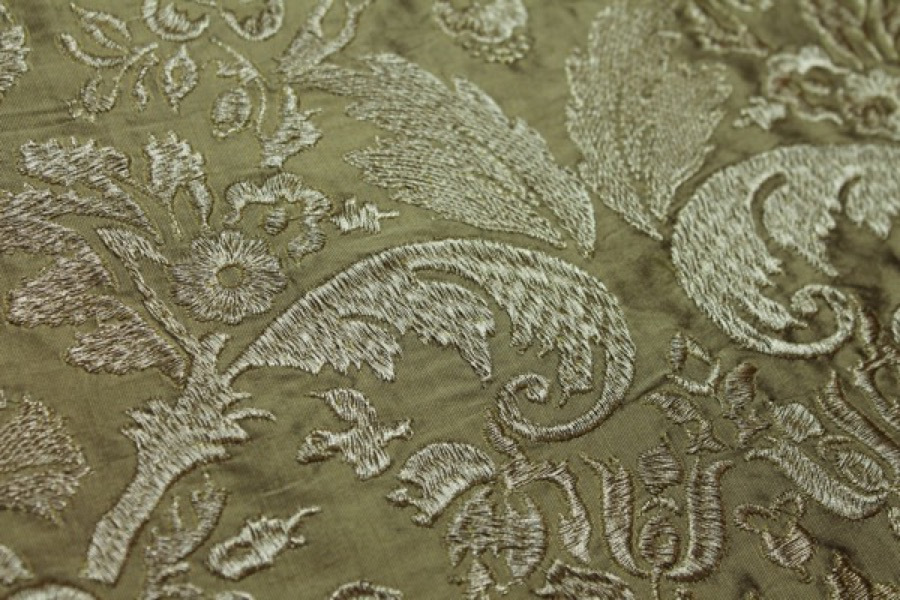 Heavy Jacquard Style Embroidery - Gold metallic fabric, image 2 of 7