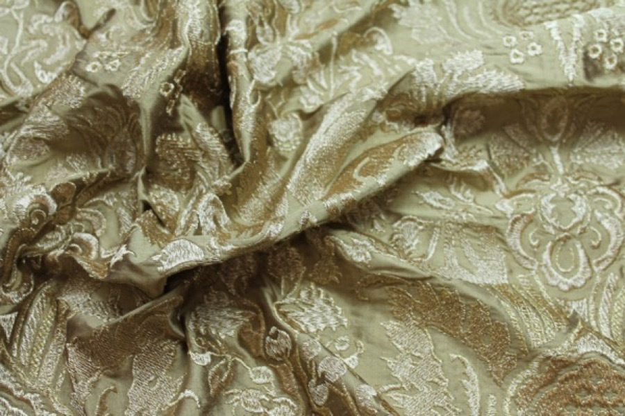 Heavy Jacquard Style Embroidery - Gold metallic fabric, image 3 of 7
