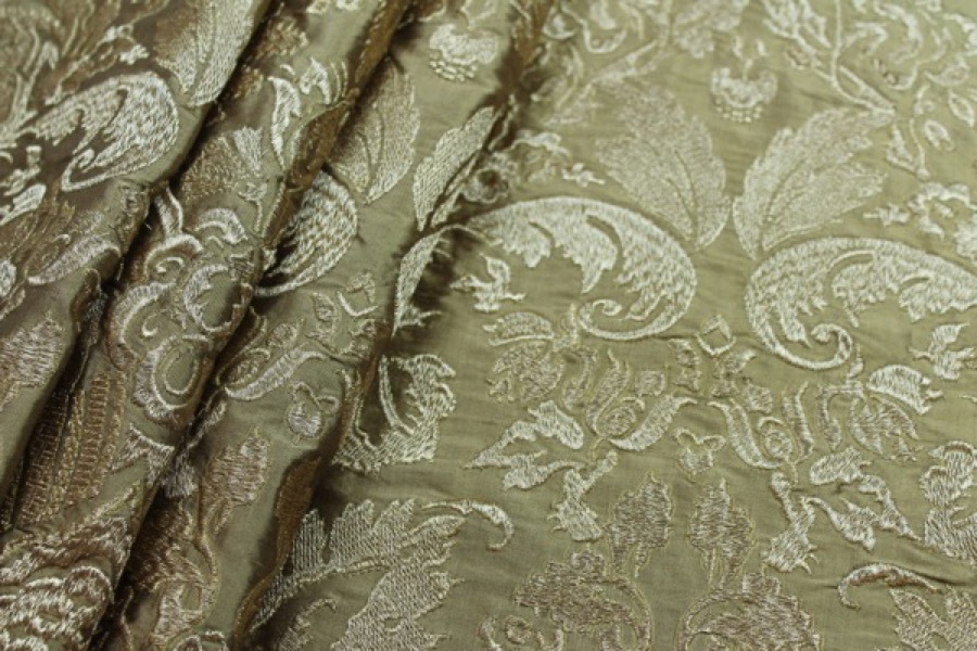 Heavy Jacquard Style Embroidery - Gold metallic fabric, image 5 of 7
