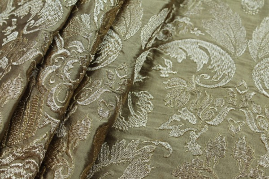 Heavy Jacquard Style Embroidery - Gold metallic fabric