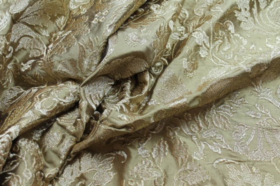 Heavy Jacquard Style Embroidery - Gold metallic fabric, image 6 of 7