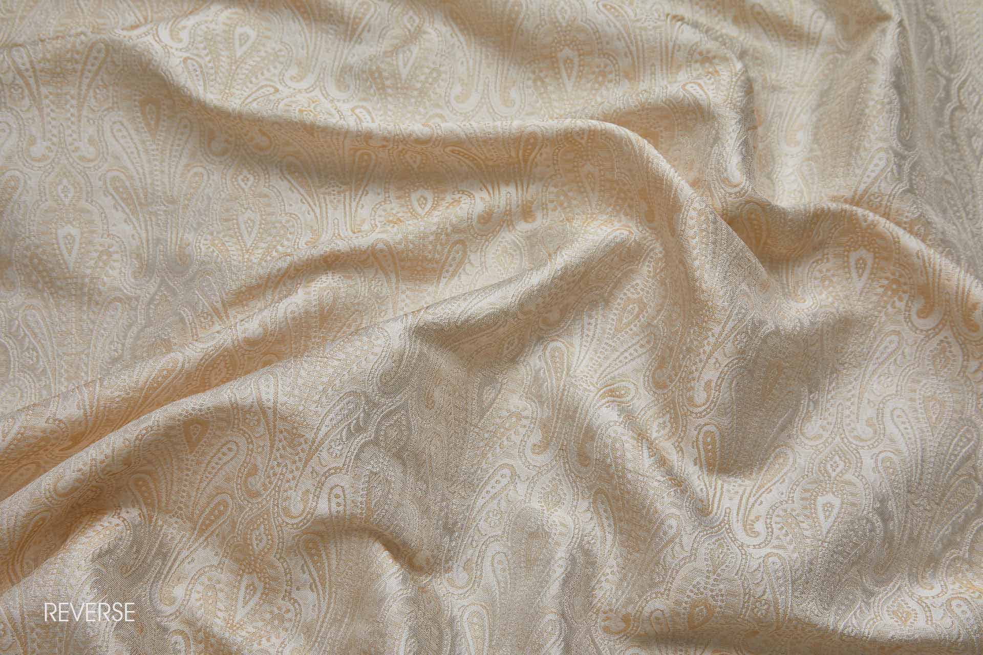 Banaras Brocade - Cream, Ivory and Gold fabric, image 6 of 10