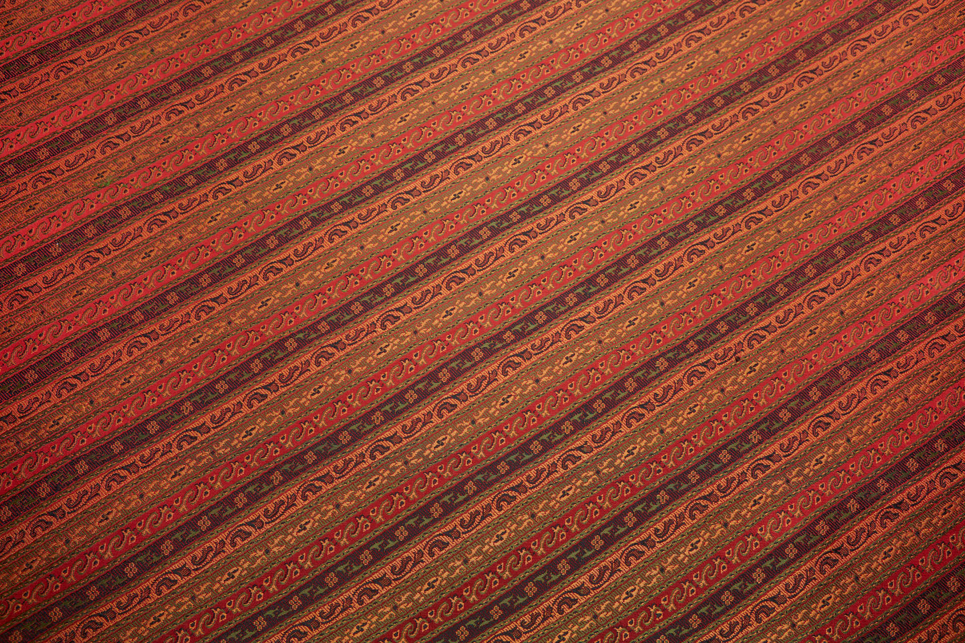 Banaras Brocade - Diagonal Red, Orange & Olive Stripe fabric, image 8 of 8