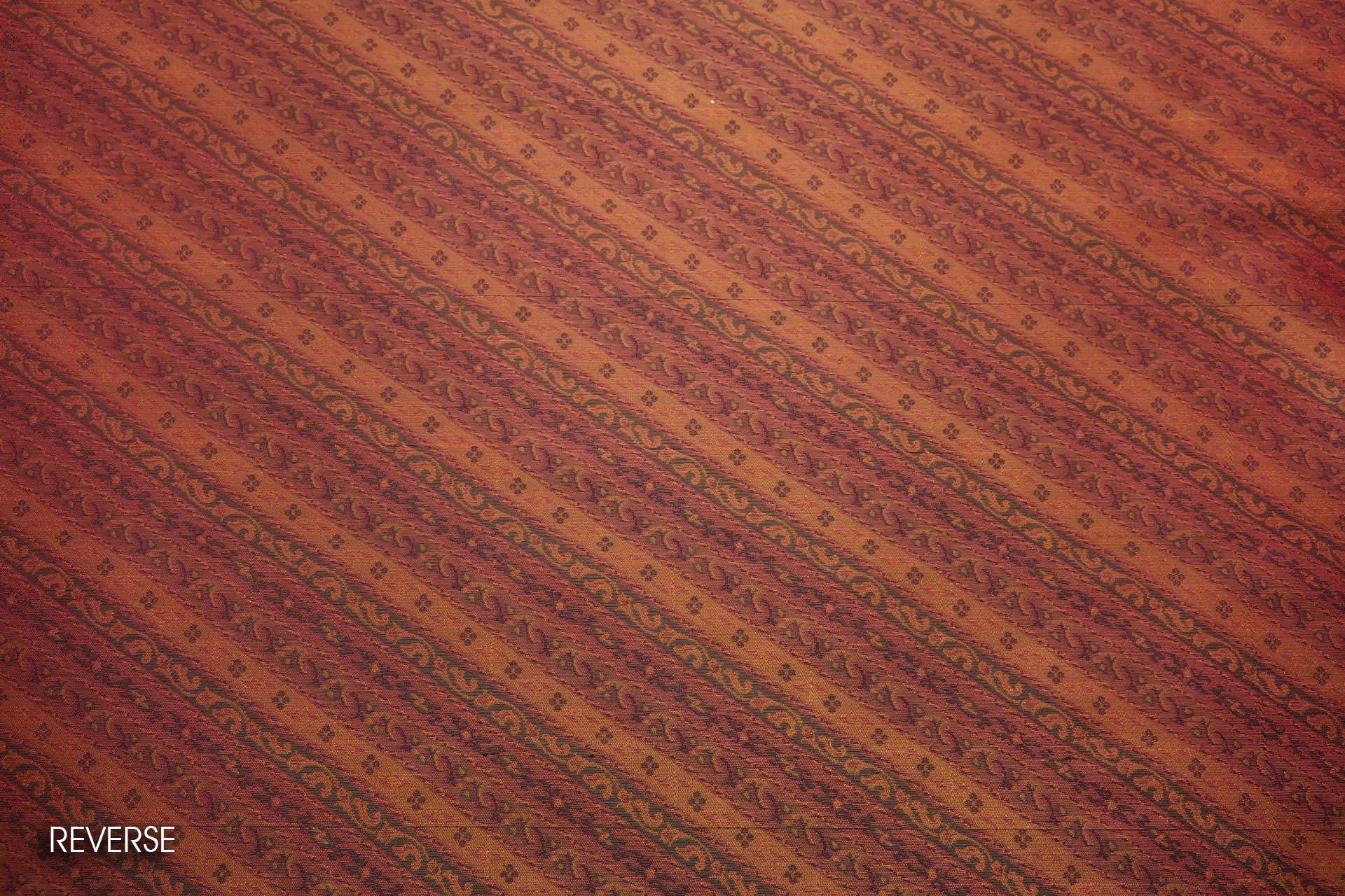 Banaras Brocade - Diagonal Red, Orange & Olive Stripe fabric, image 7 of 8
