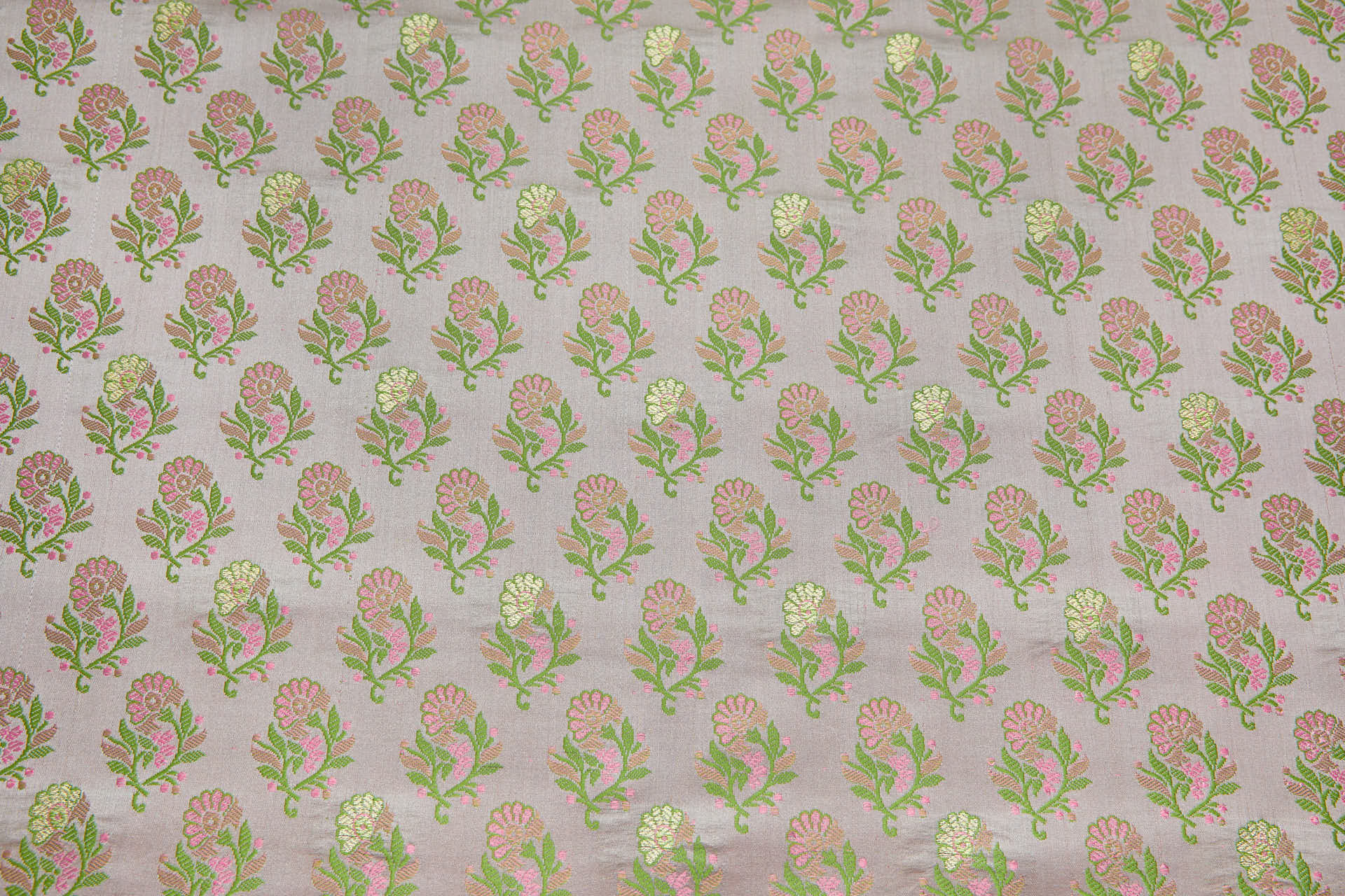 Soft Banaras Brocade - Grey, Pink and Green fabric, image 7 of 7