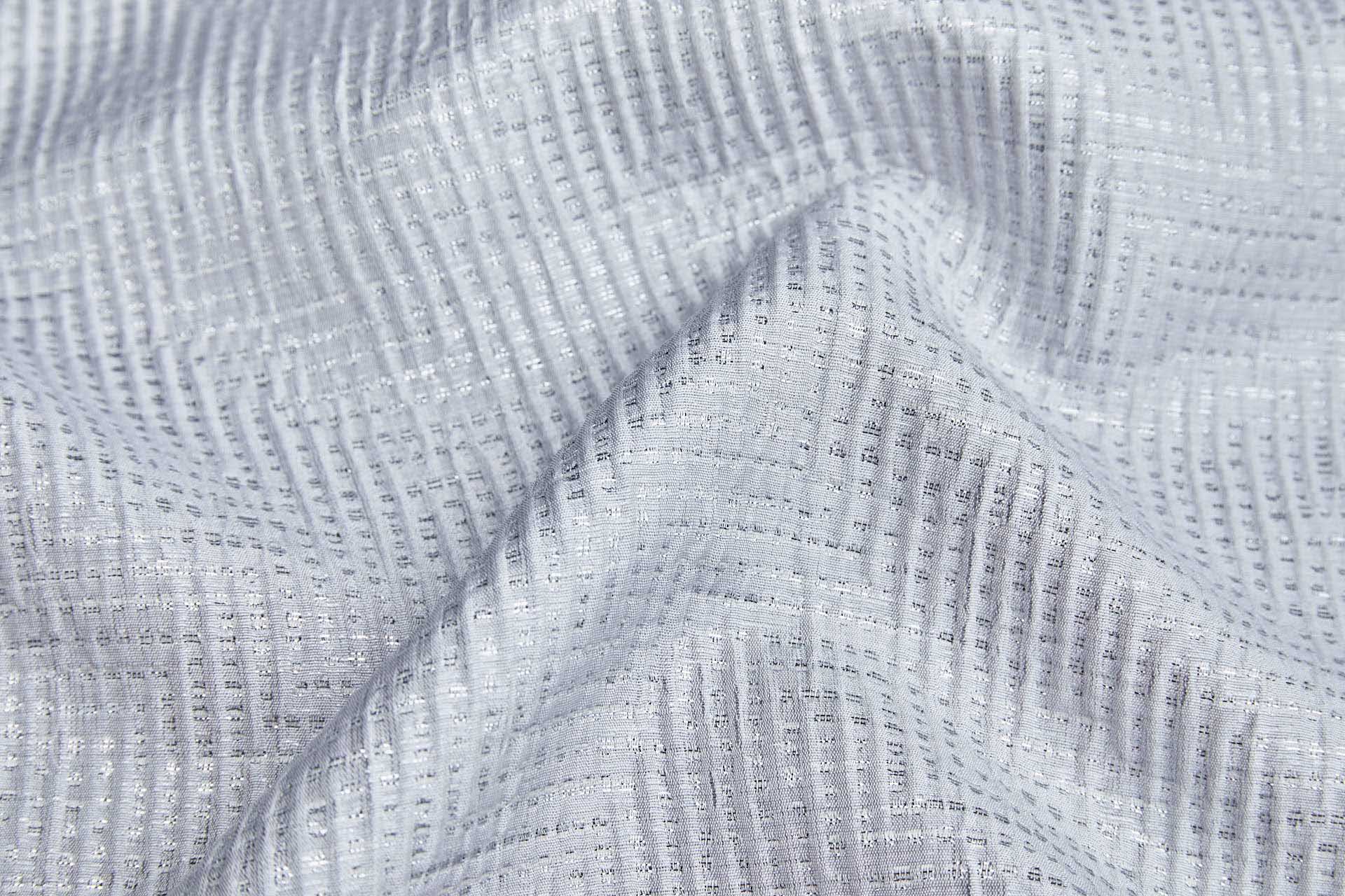 Geometric Seersucker Jacquard - Grey / Silver fabric, image 3 of 7