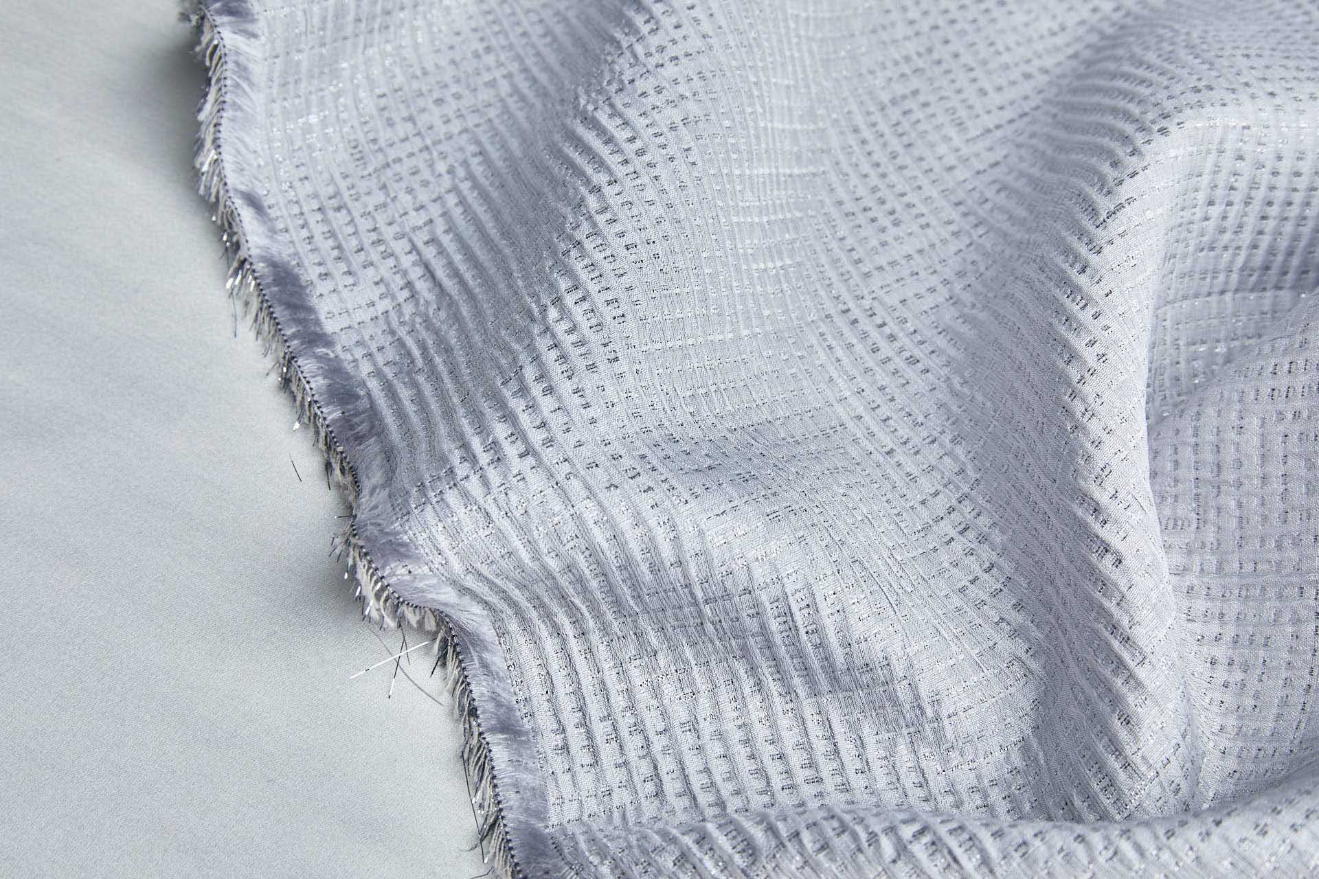 Geometric Seersucker Jacquard - Grey / Silver fabric, image 5 of 7