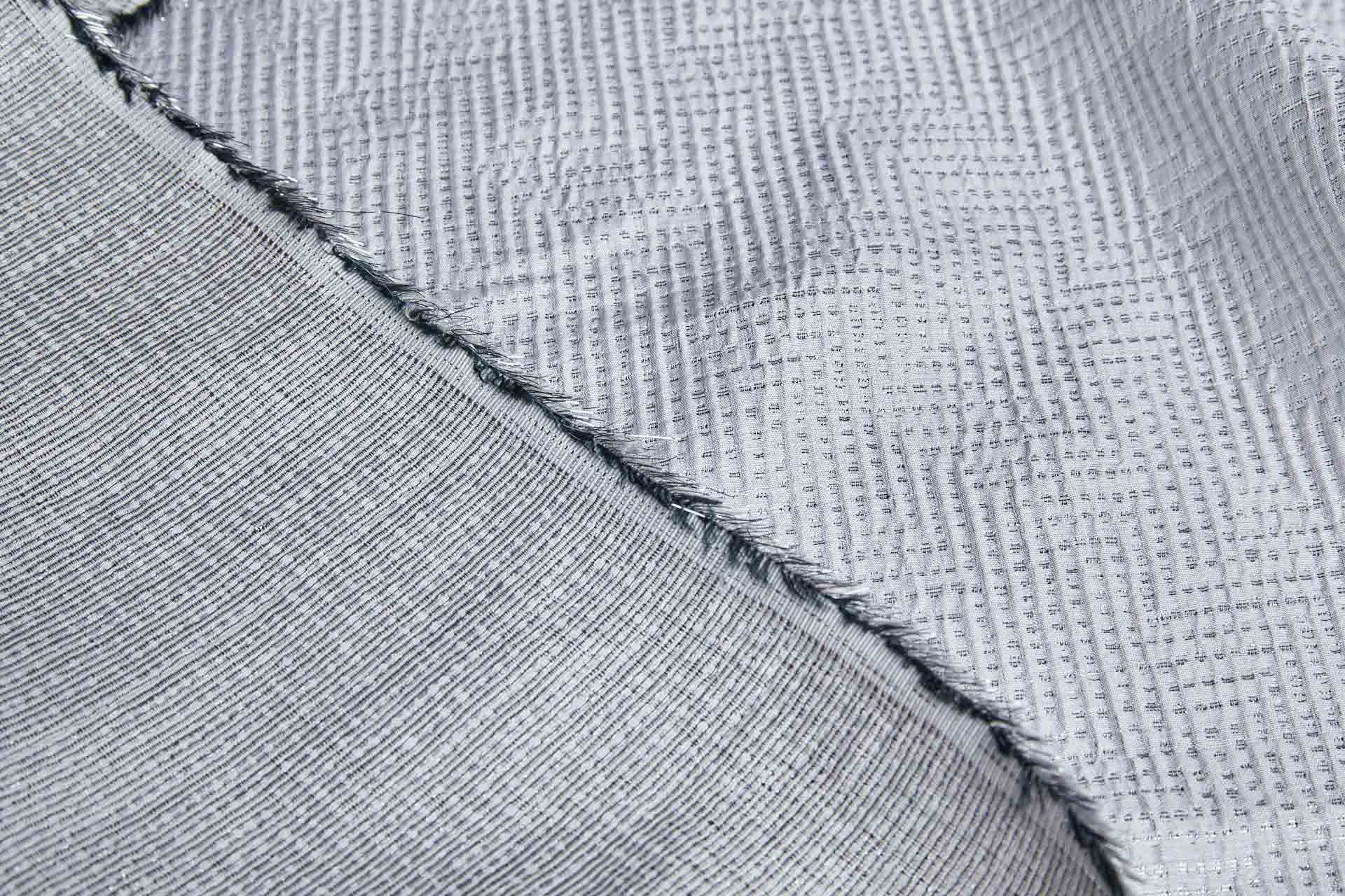 Geometric Seersucker Jacquard - Grey / Silver fabric, image 6 of 7