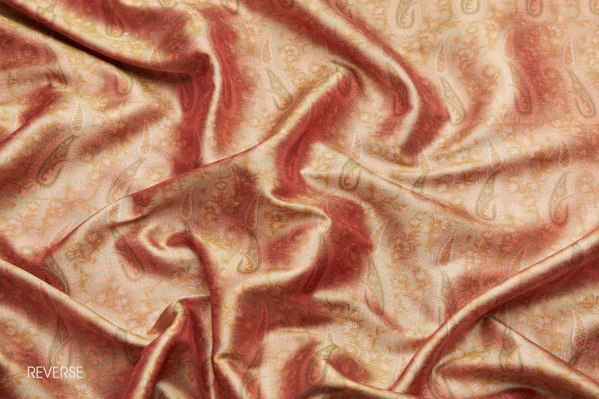 Banaras Brocade - Large Red Green and Yellow Paisley fabric, image 9 of 11
