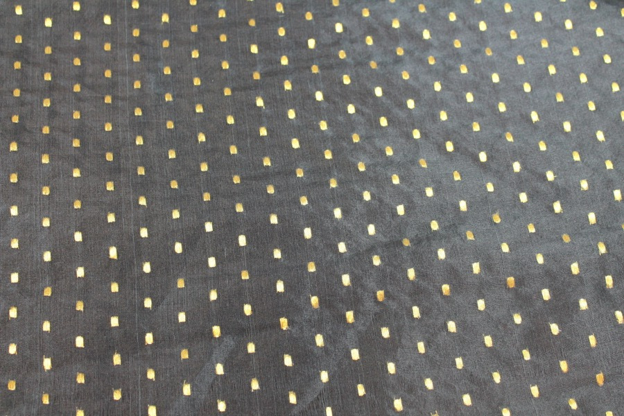 Silk Organza - Black with Gold Spots - 1.1m Piece fabric, image 6 of 8