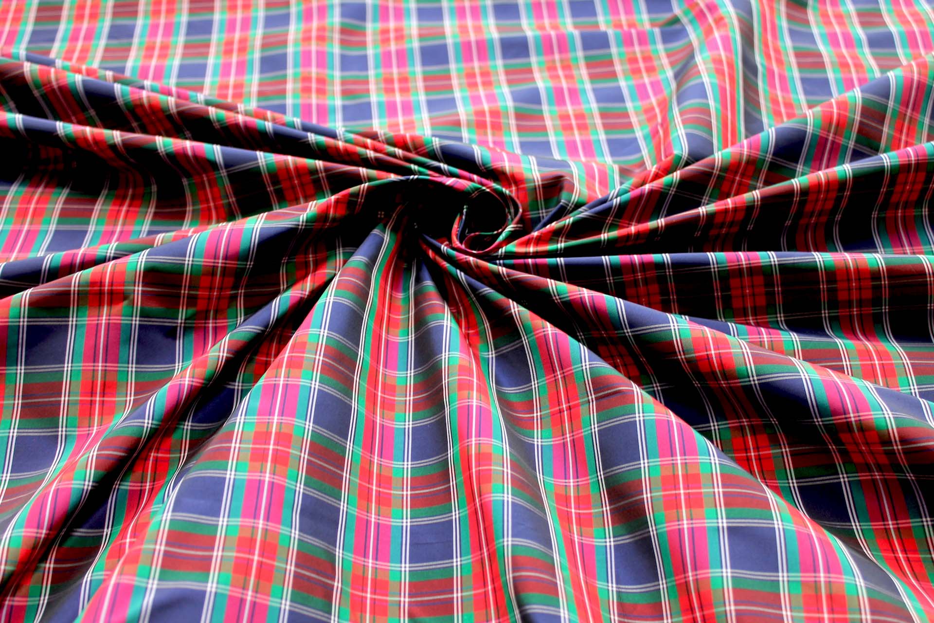 Tartan Check Silk Taffeta - Red, Blue and Green fabric, image 2 of 6