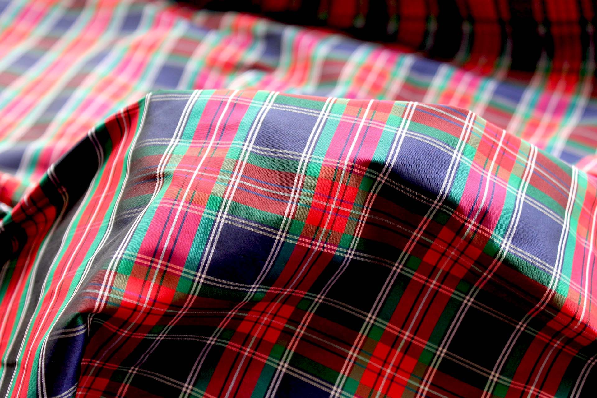 Tartan Check Silk Taffeta - Red, Blue and Green fabric, image 3 of 6