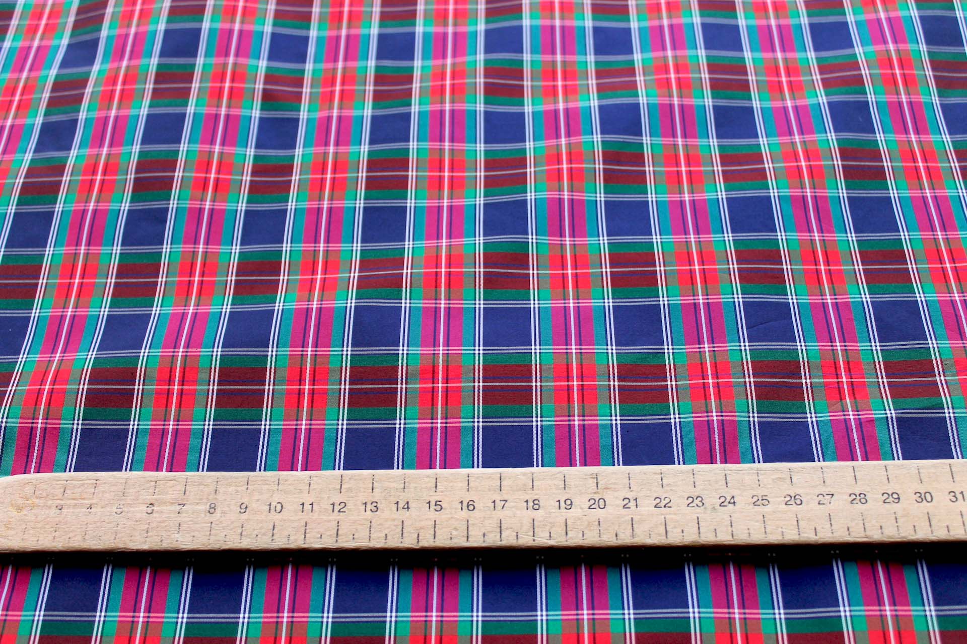 Tartan Check Silk Taffeta - Red, Blue and Green fabric, image 4 of 6