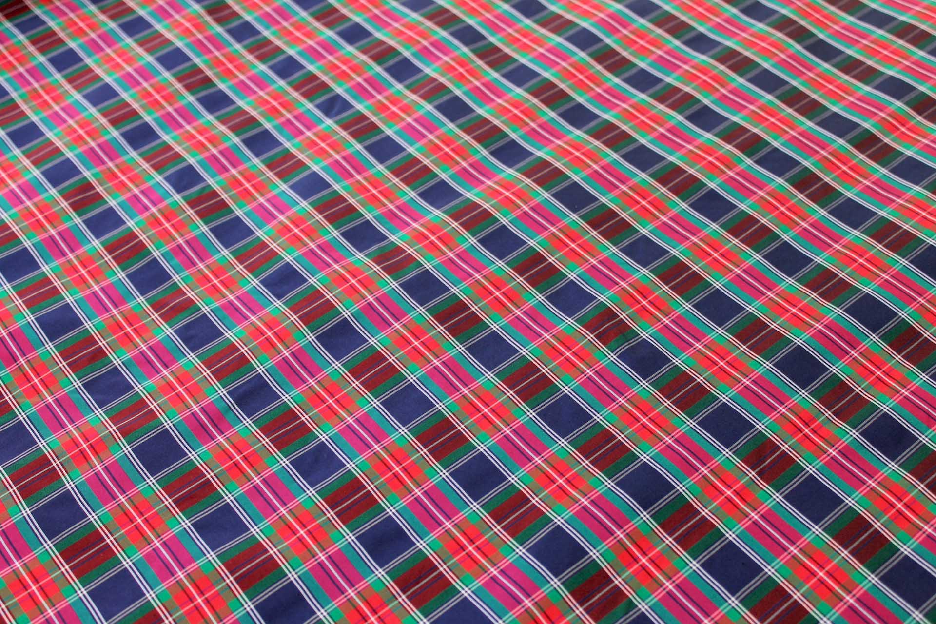 Tartan Check Silk Taffeta - Red, Blue and Green fabric, image 6 of 6