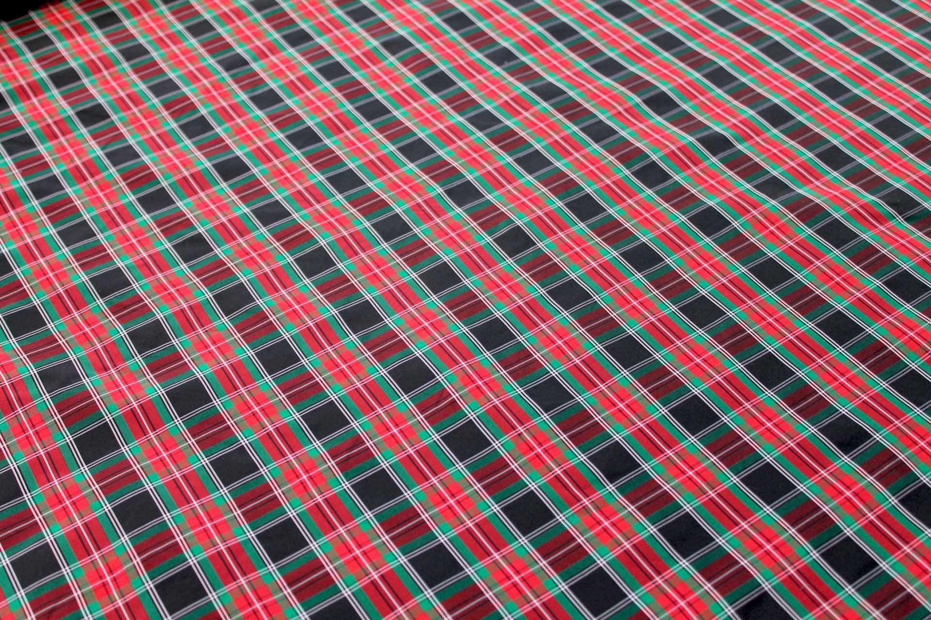 Tartan Check Silk Taffeta - Red, Black and Green fabric, image 2 of 6