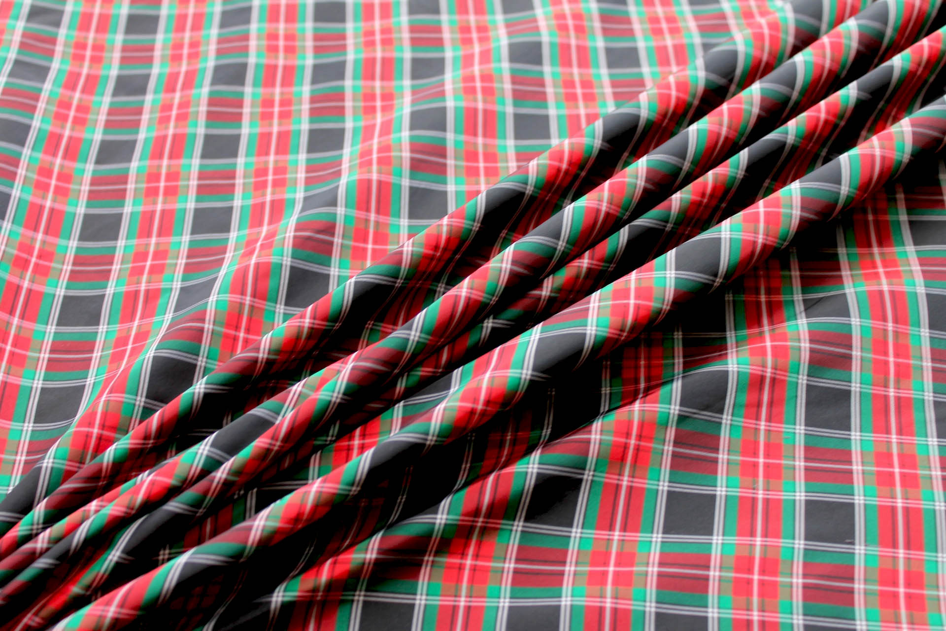 Tartan Check Silk Taffeta - Red, Black and Green fabric