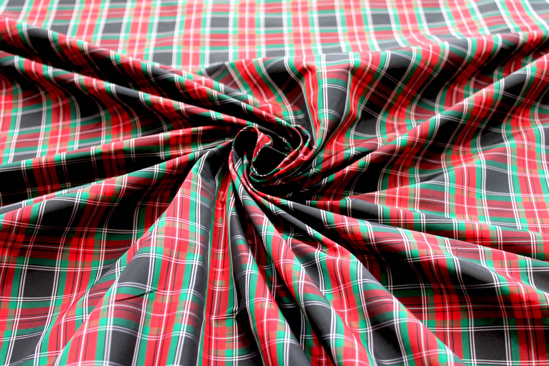 Tartan Check Silk Taffeta - Red, Black and Green fabric, image 3 of 6