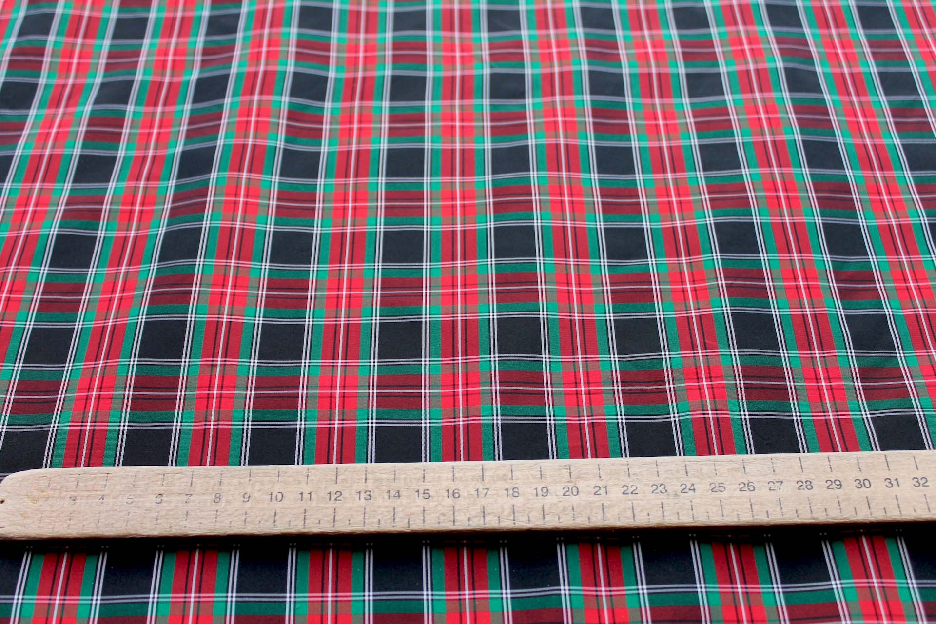 Tartan Check Silk Taffeta - Red, Black and Green fabric, image 5 of 6