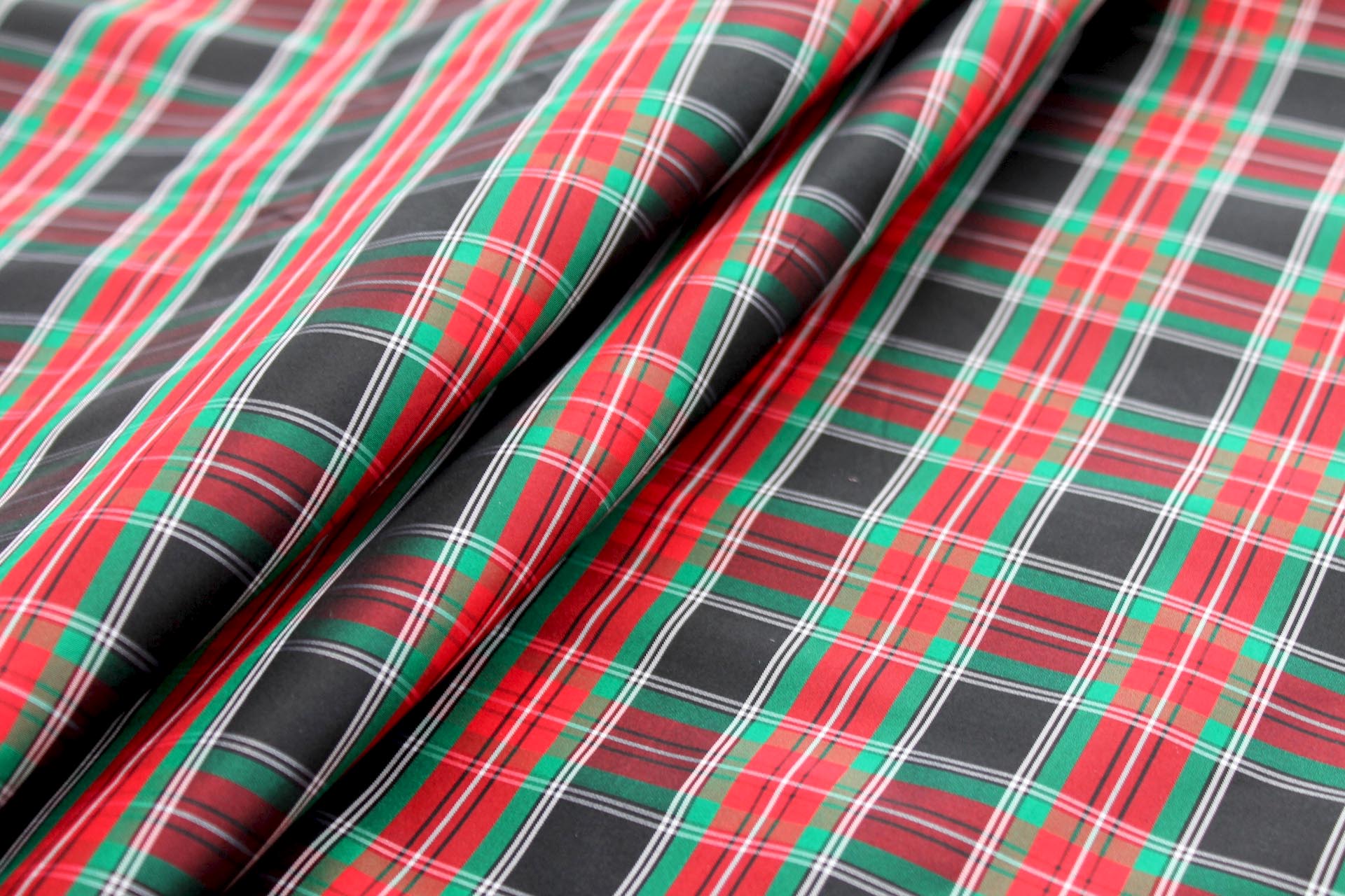 Tartan Check Silk Taffeta - Red, Black and Green fabric, image 6 of 6