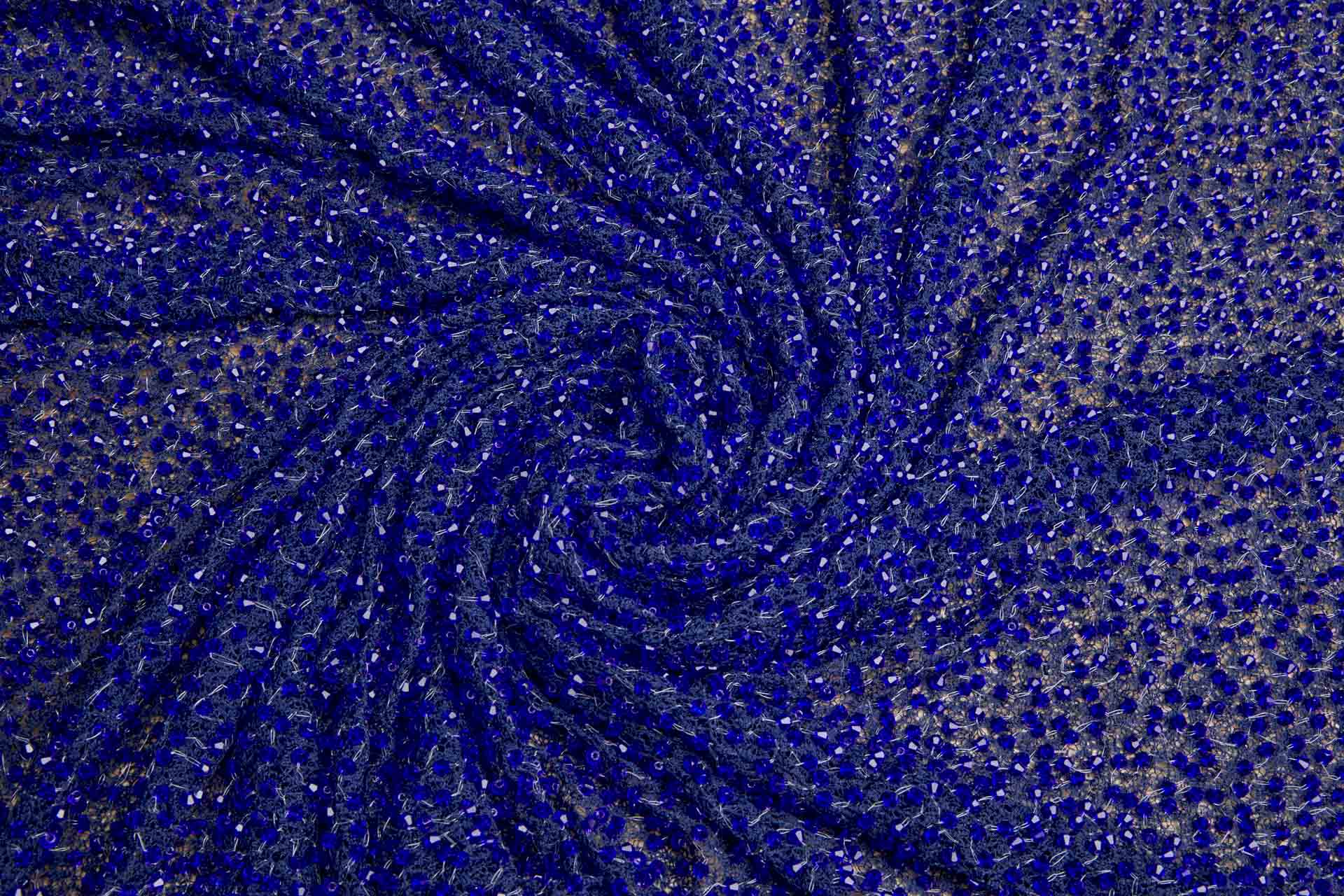 Faceted Crystal Beads on Mesh - Electric Navy - 0.65m Piece fabric, image 2 of 5