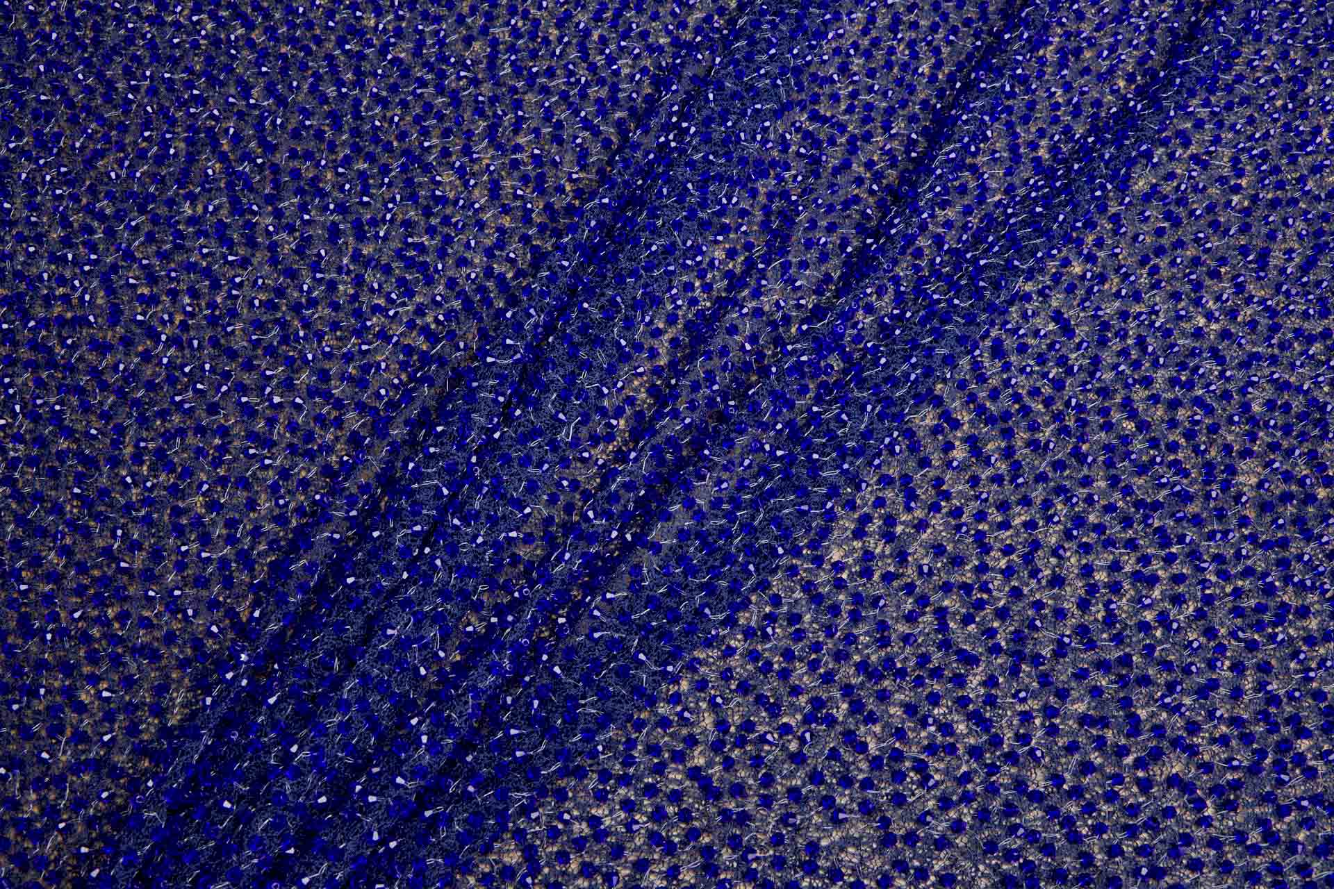 Faceted Crystal Beads on Mesh - Electric Navy fabric, image 3 of 5