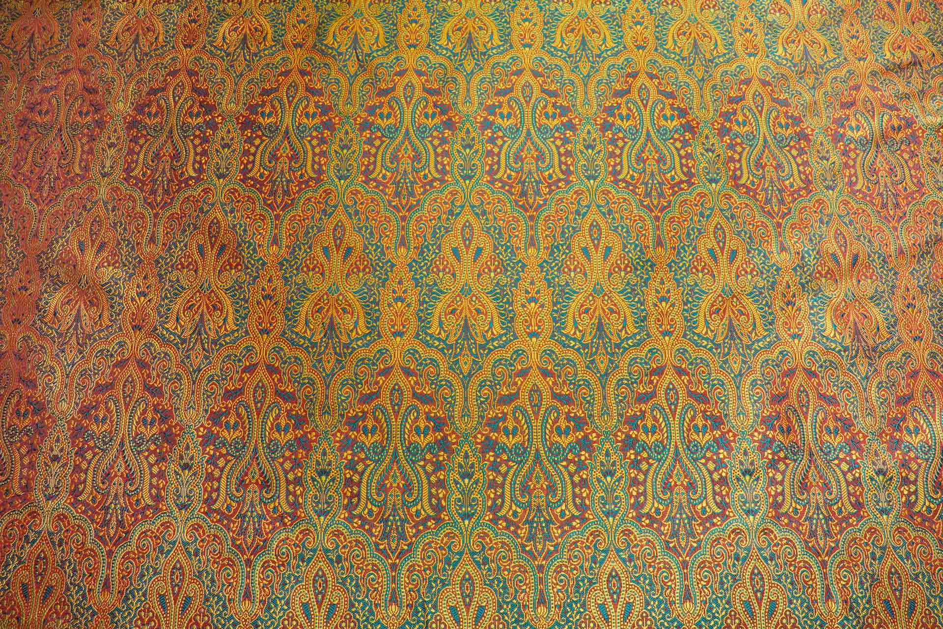 Banaras Brocade - Yellow, Emerald and Red fabric, image 11 of 11