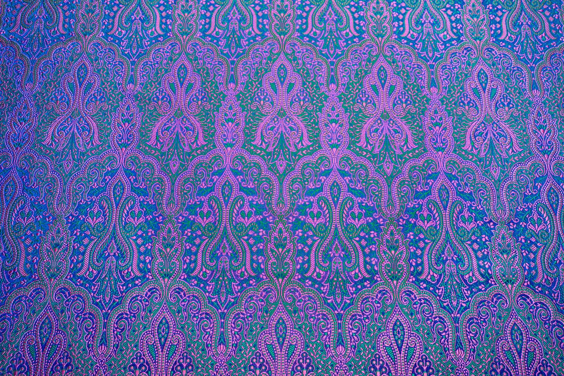 Banaras Brocade - Pink, Emerald and Electric Blue fabric, image 4 of 10