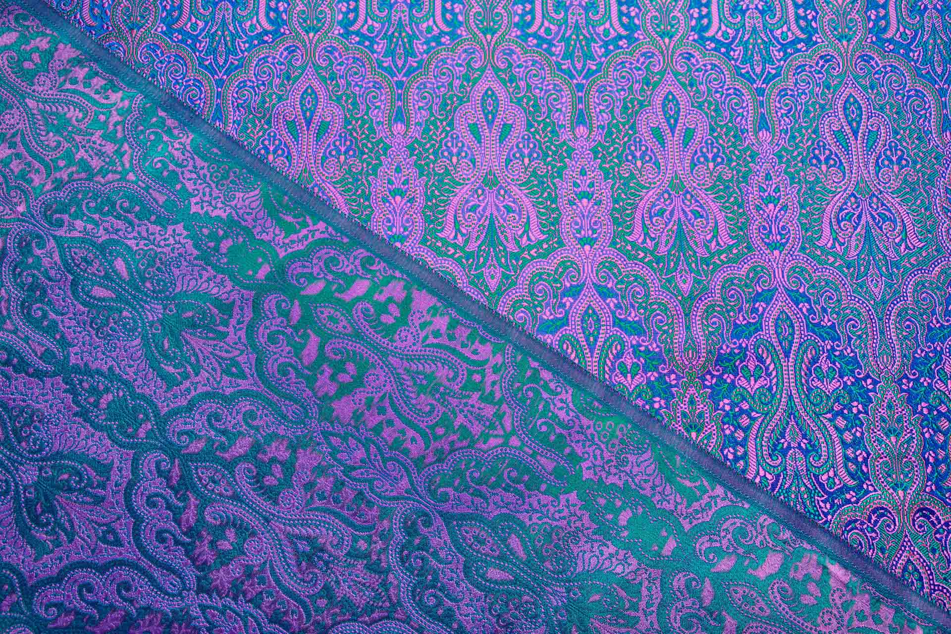 Banaras Brocade - Pink, Emerald and Electric Blue fabric, image 7 of 10