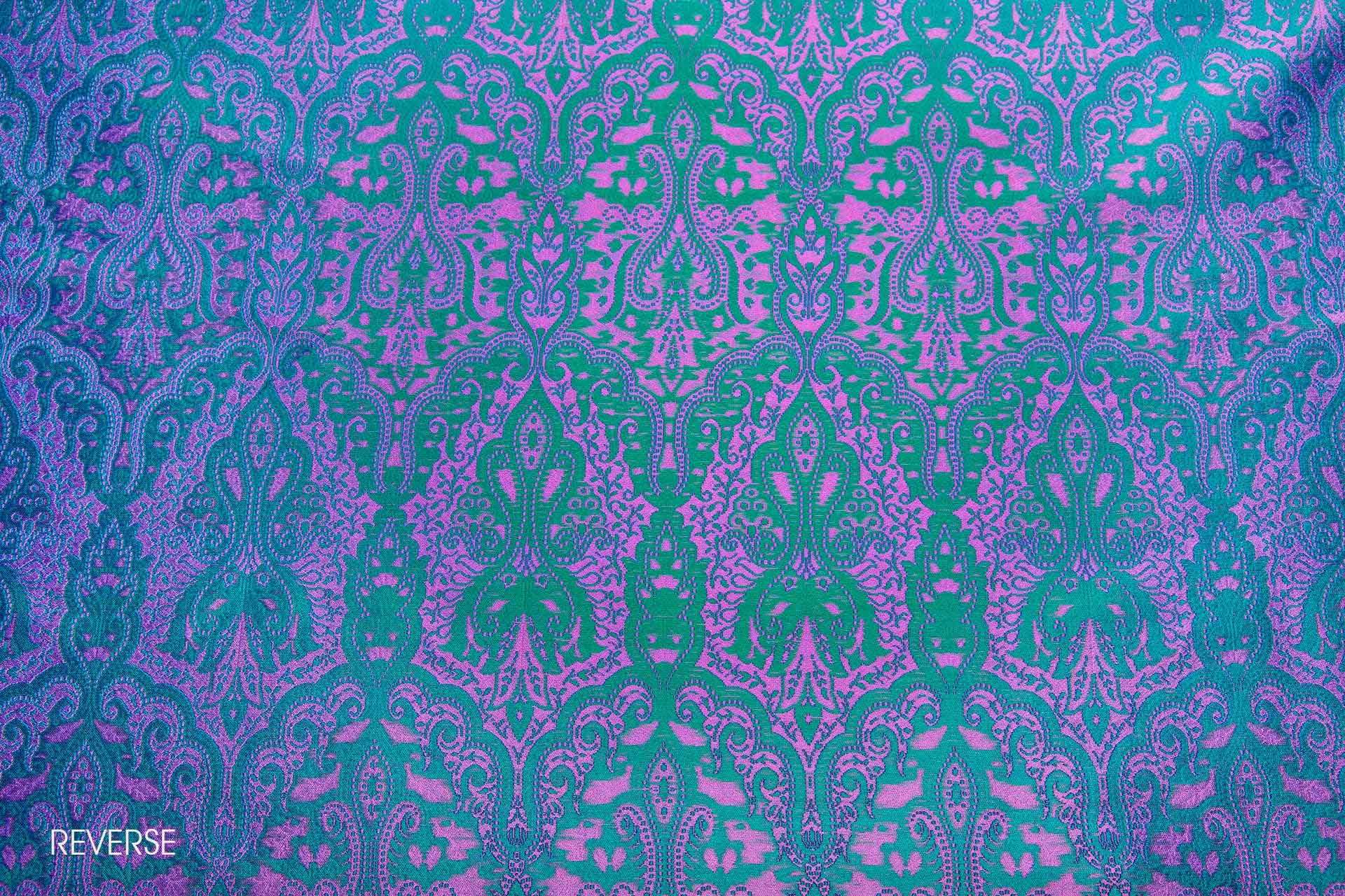 Banaras Brocade - Pink, Emerald and Electric Blue fabric, image 8 of 10