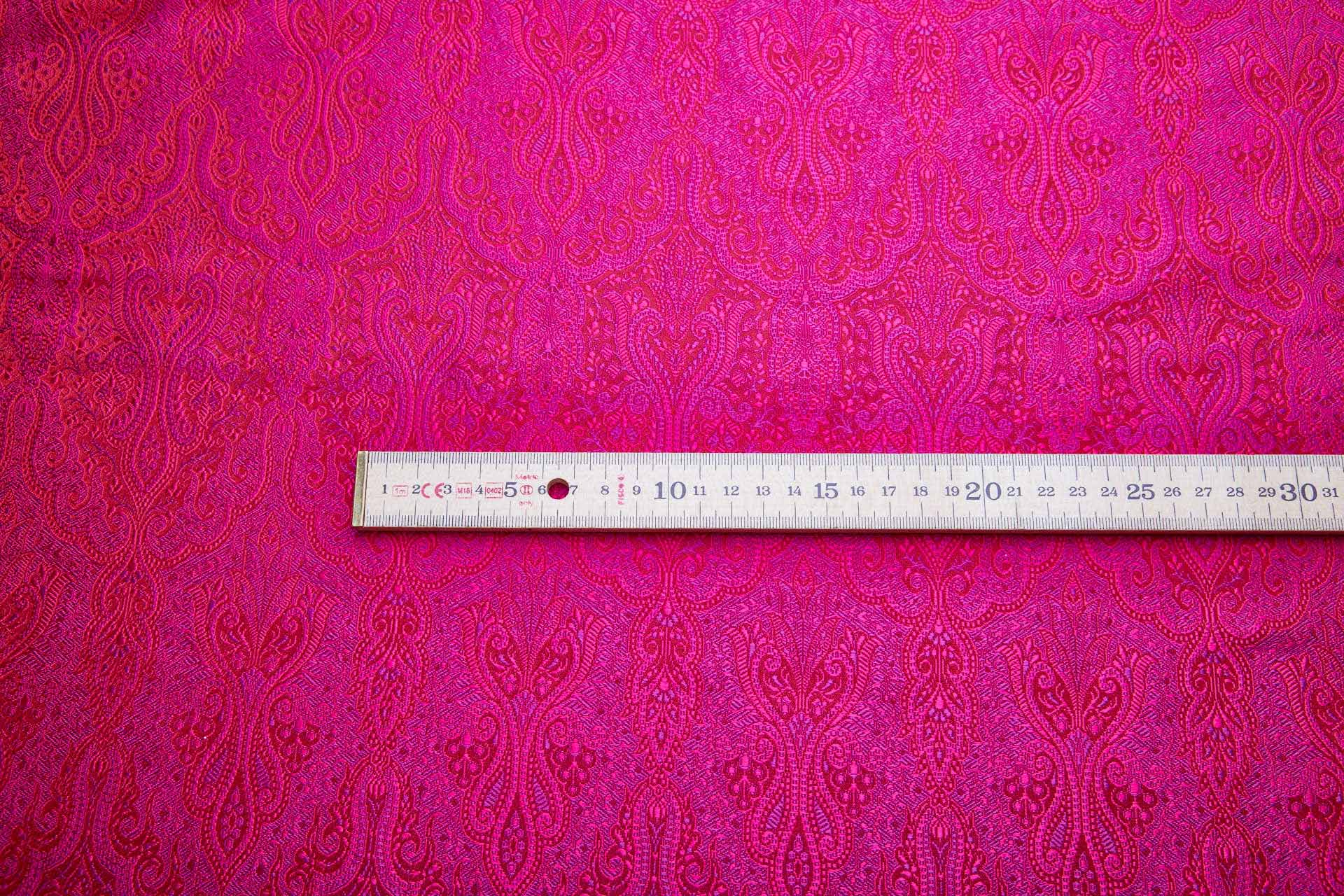 Banaras Brocade - Fuchsia, Red and Magenta fabric, image 10 of 11