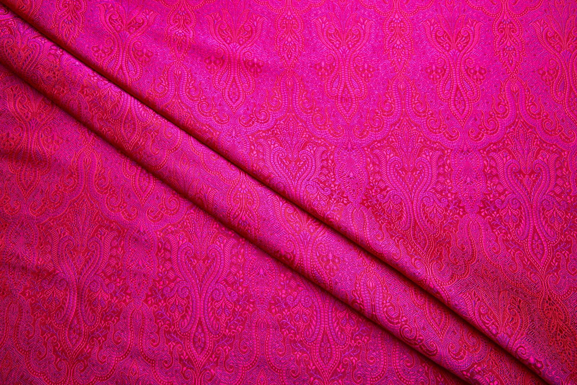 Banaras Brocade - Fuchsia, Red and Magenta fabric, image 3 of 11