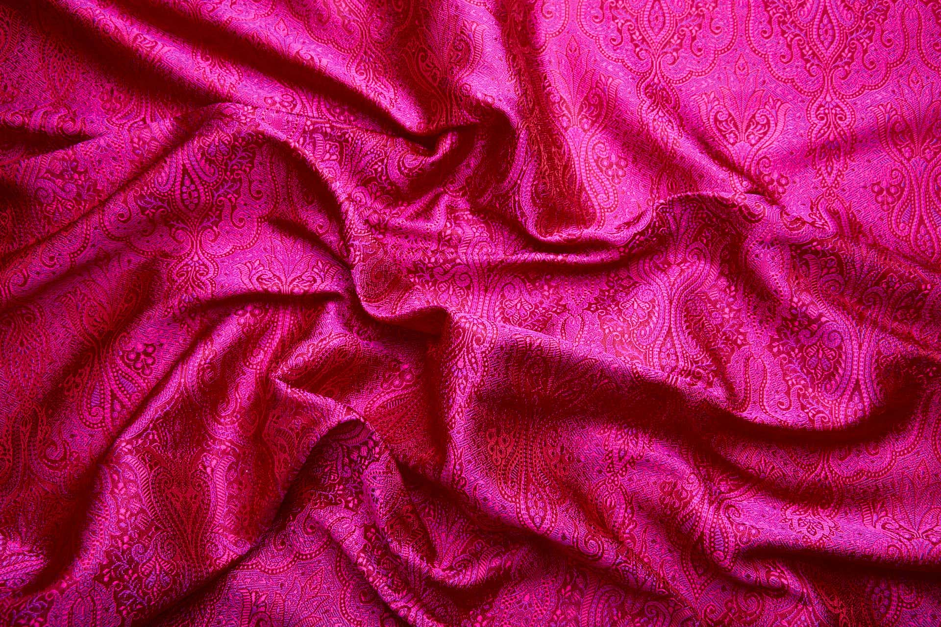 Banaras Brocade - Fuchsia, Red and Magenta fabric, image 6 of 11