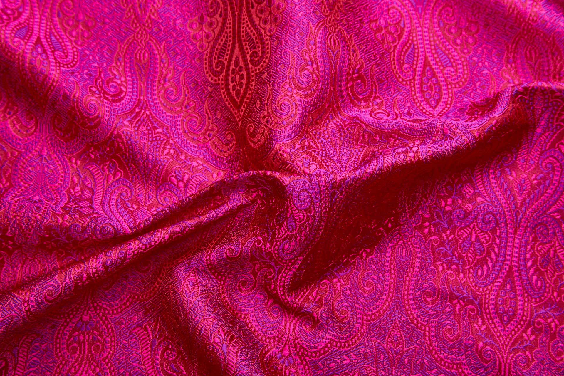 Banaras Brocade - Fuchsia, Red and Magenta fabric, image 2 of 11