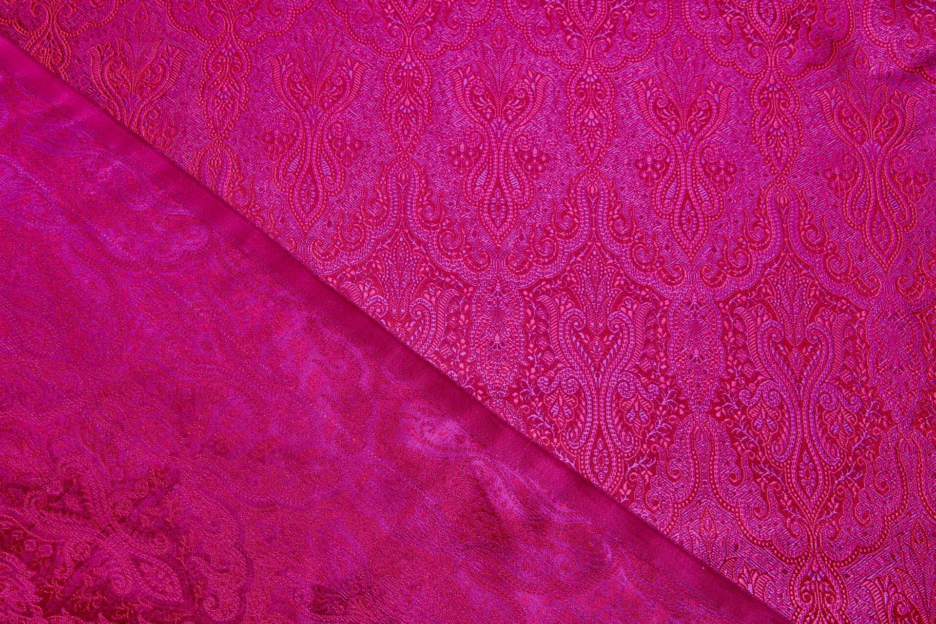 Banaras Brocade - Fuchsia, Red and Magenta fabric, image 7 of 11